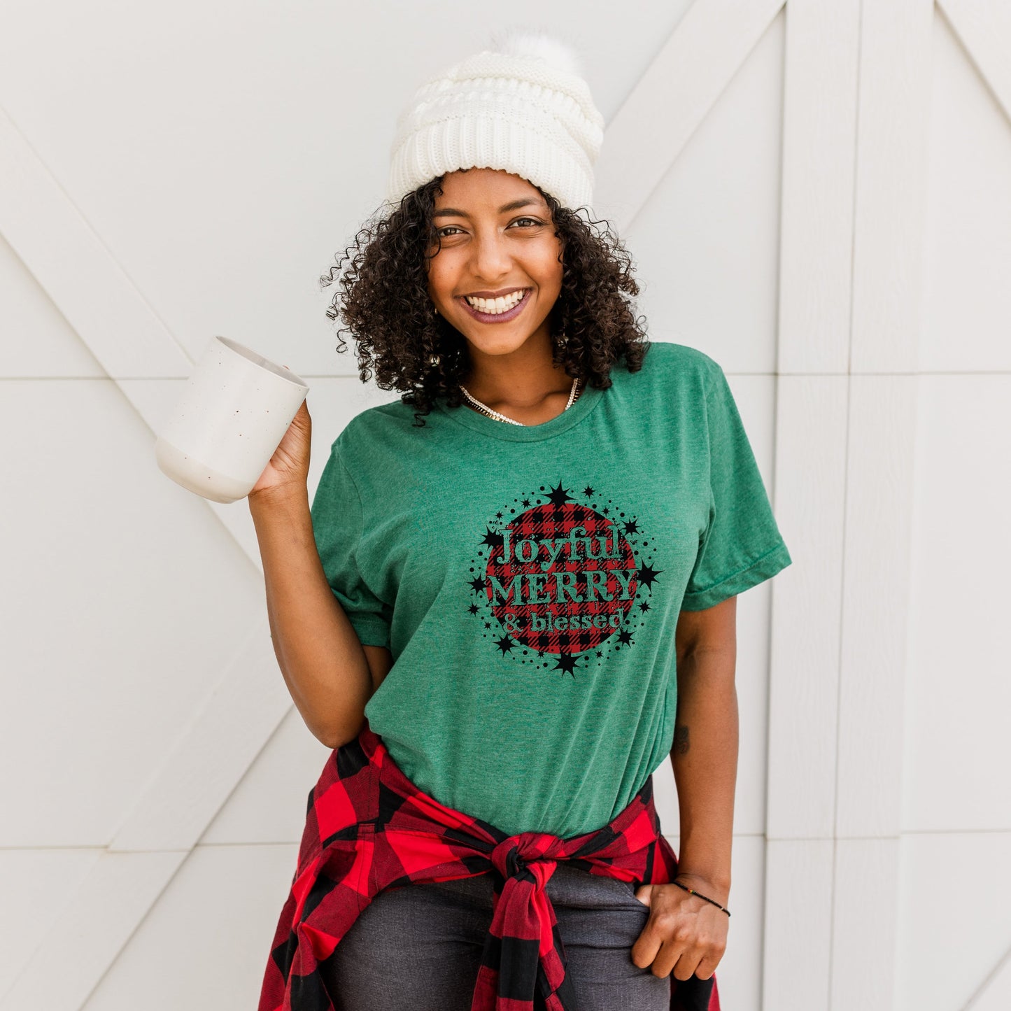 Joyful Merry And Blessed | Short Sleeve Crew Neck