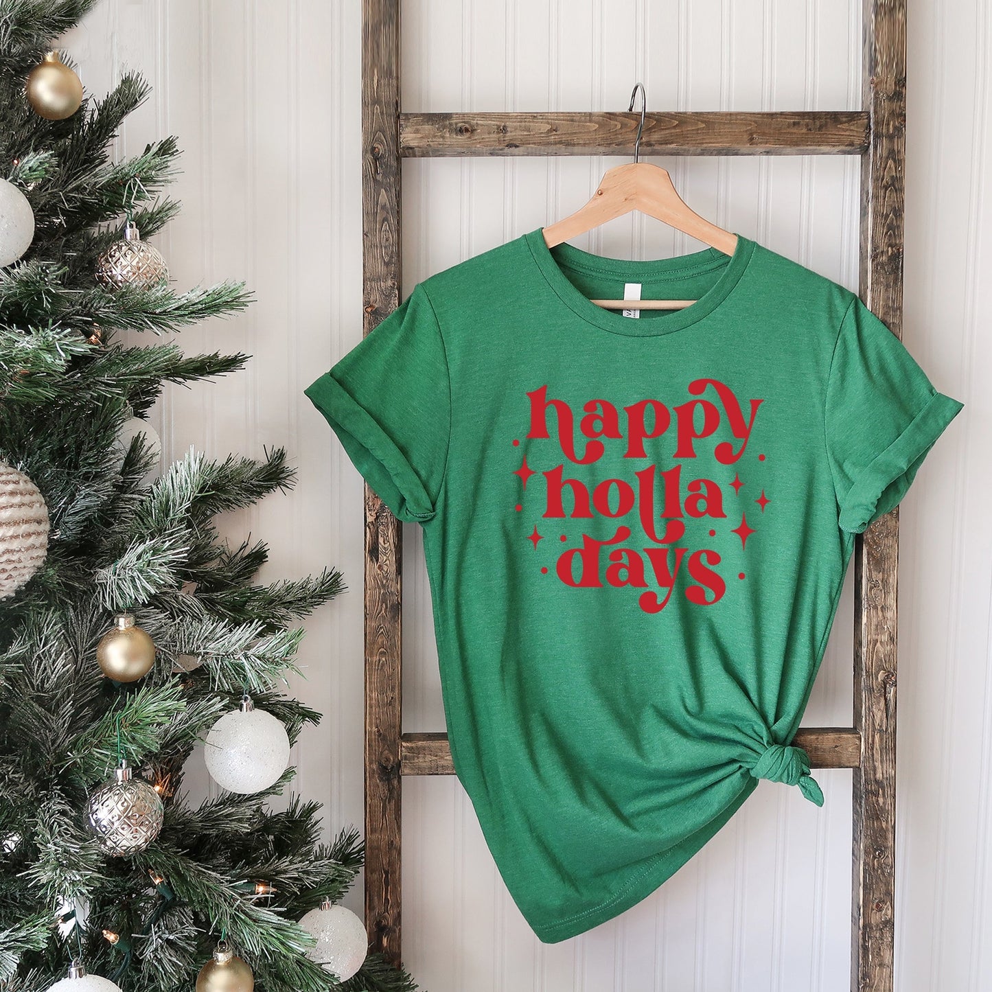 Whimsical Happy Holla Days | Short Sleeve Crew Neck