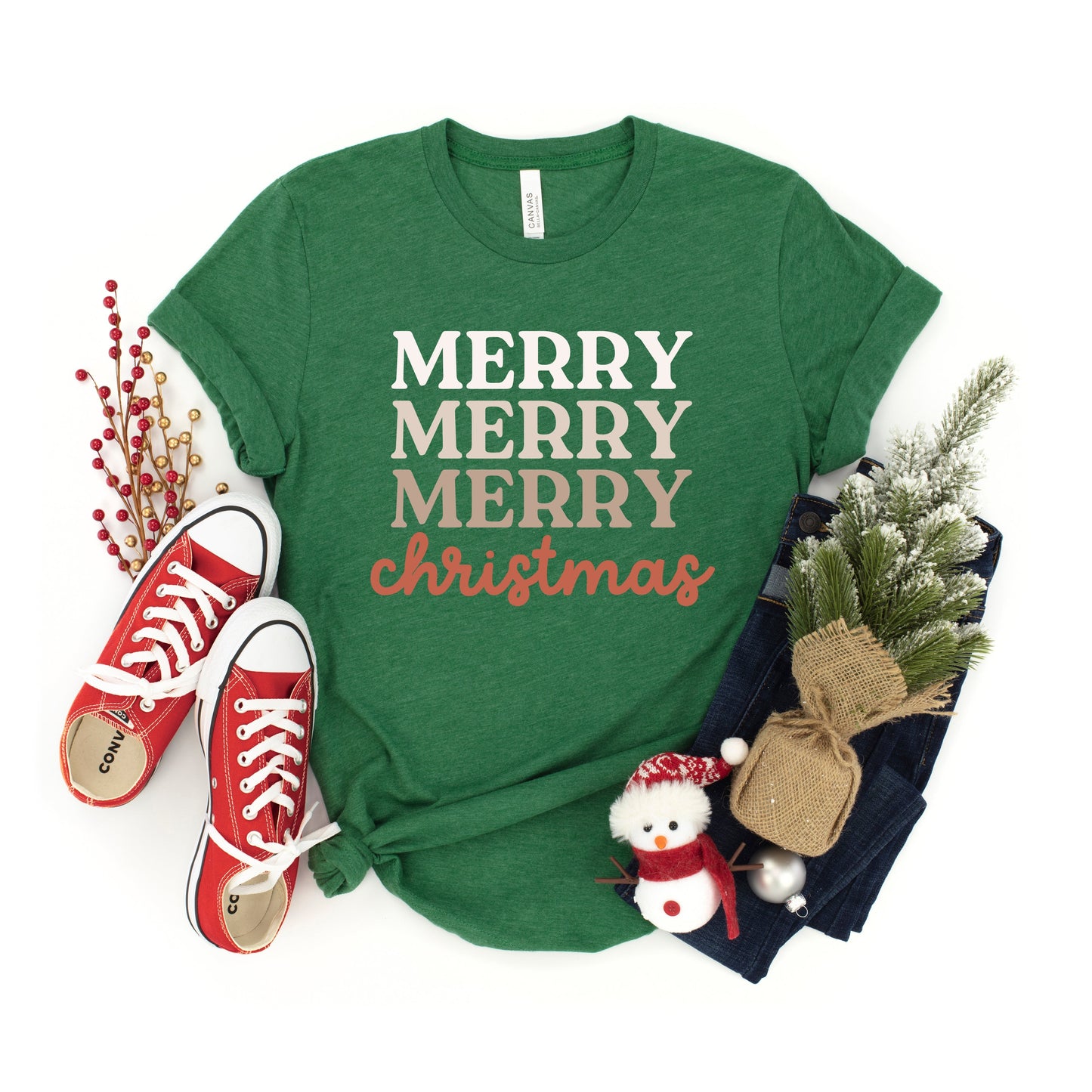 Merry Christmas Cursive | Short Sleeve Crew Neck