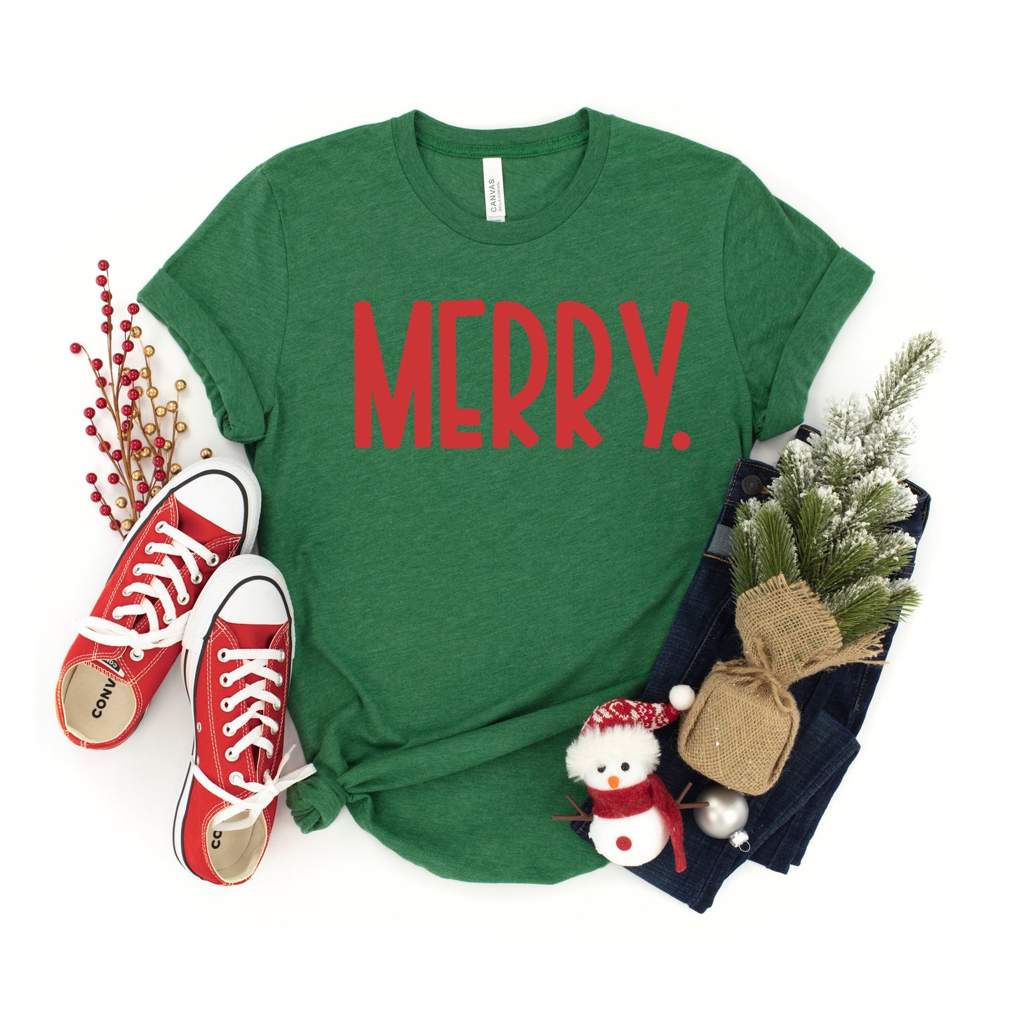 Merry Bold Word | Short Sleeve Crew Neck