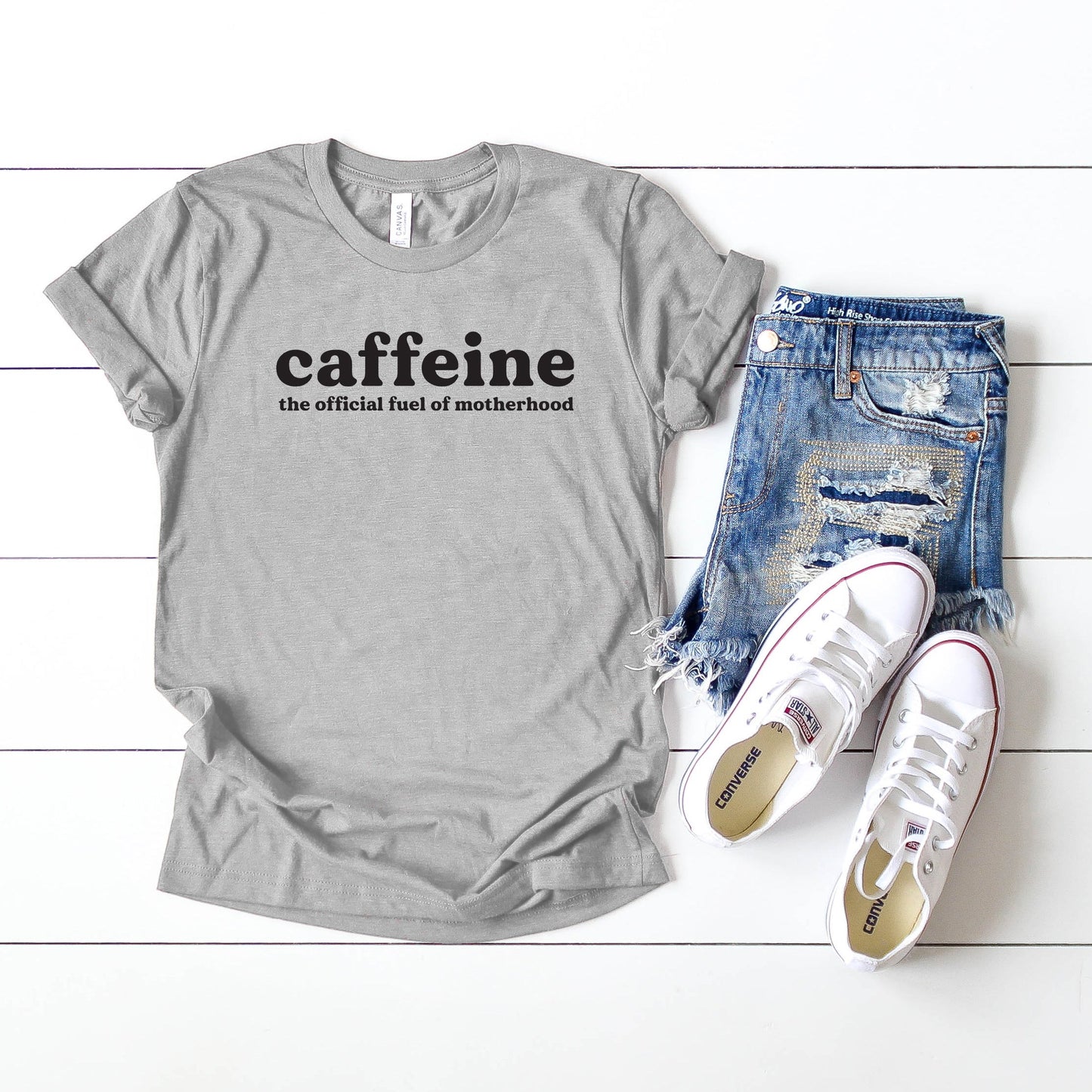 Caffeine The Official Fuel of Motherhood | Short Sleeve Crew Neck