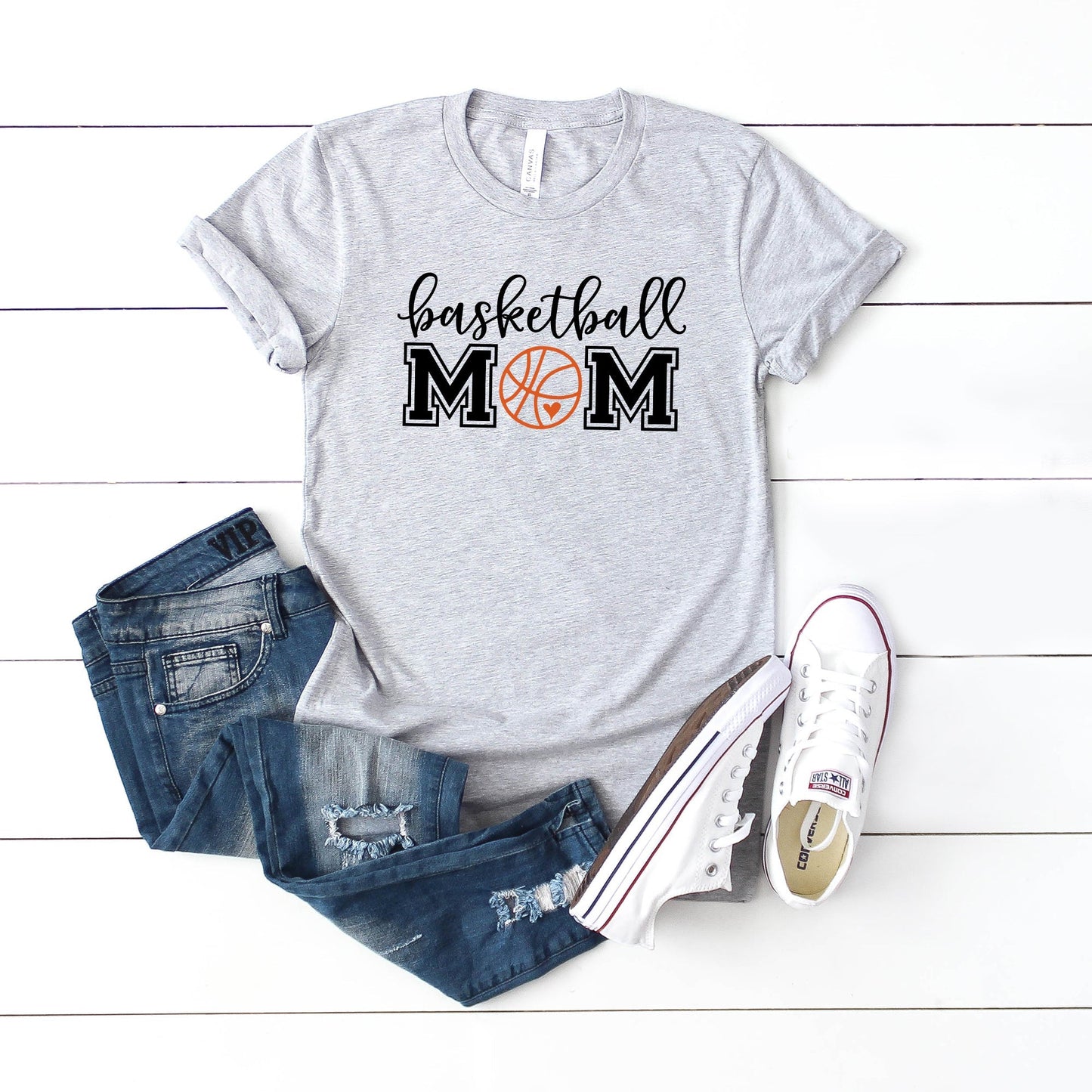 Basketball Mom With Ball | Short Sleeve Crew Neck