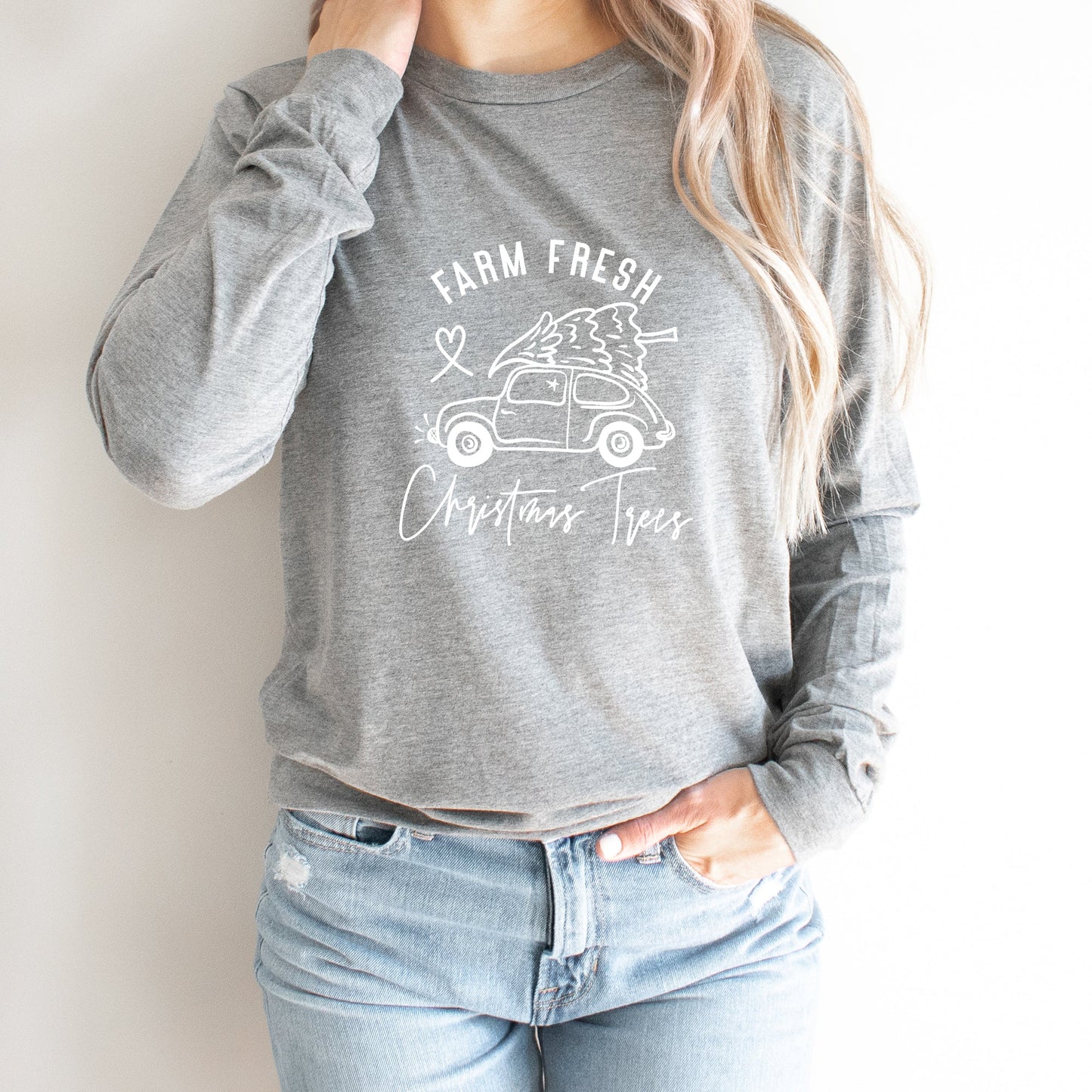 Farm Fresh Christmas Trees Car | Long Sleeve Crew Neck