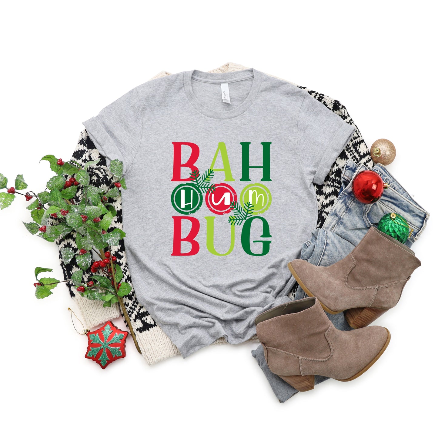Bah Hum Bug Colorful | Short Sleeve Crew Neck