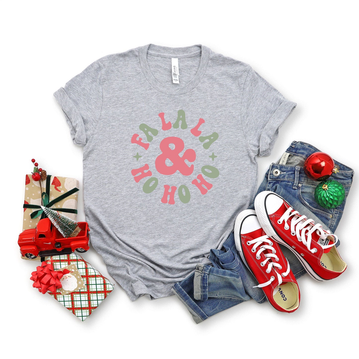 Fall La La And Ho Ho Ho | Short Sleeve Crew Neck