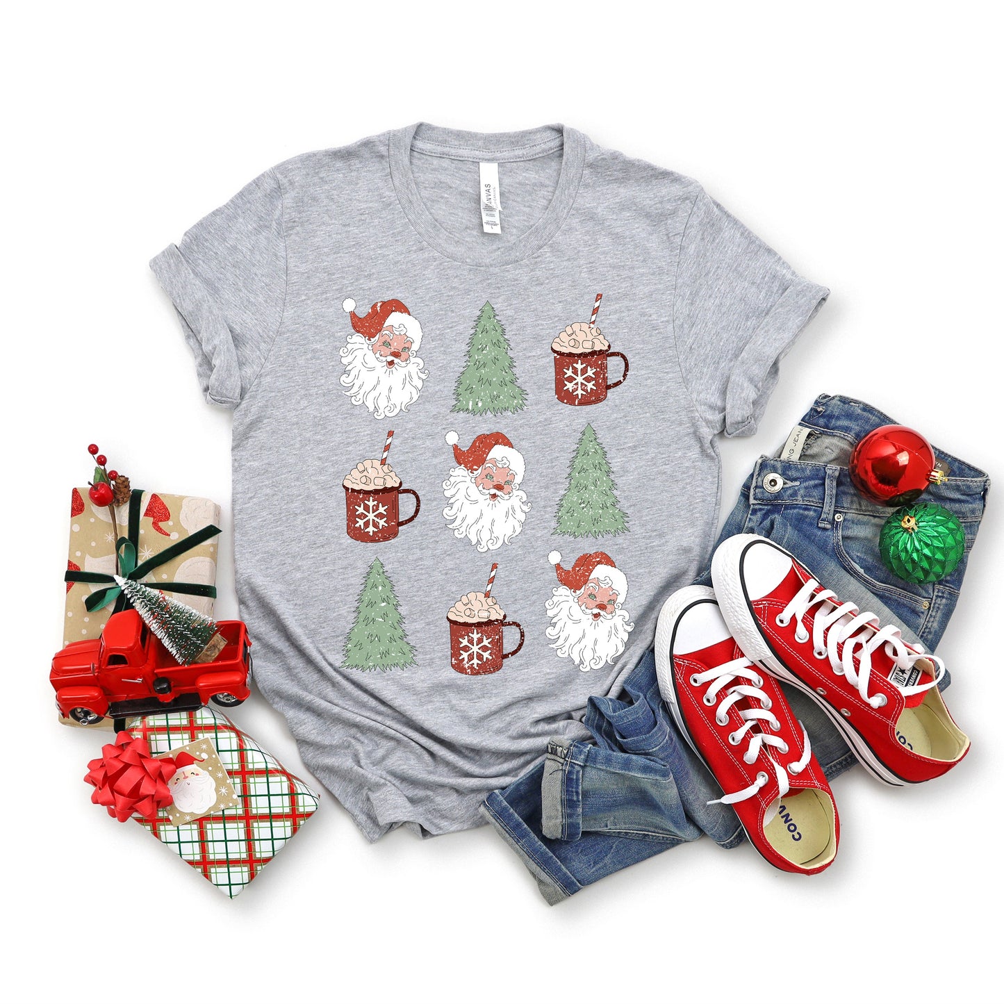 Tree and Mug Collage | Short Sleeve Crew Neck