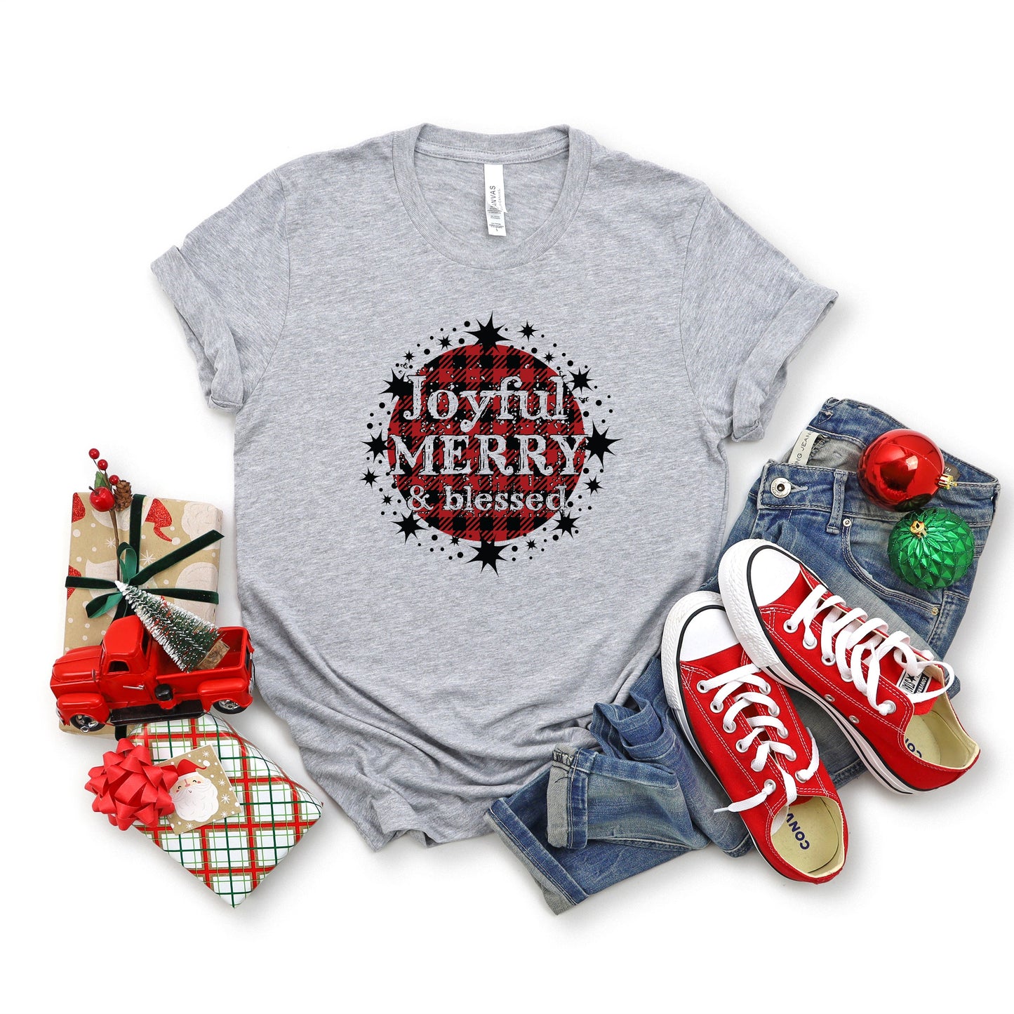 Joyful Merry And Blessed | Short Sleeve Crew Neck
