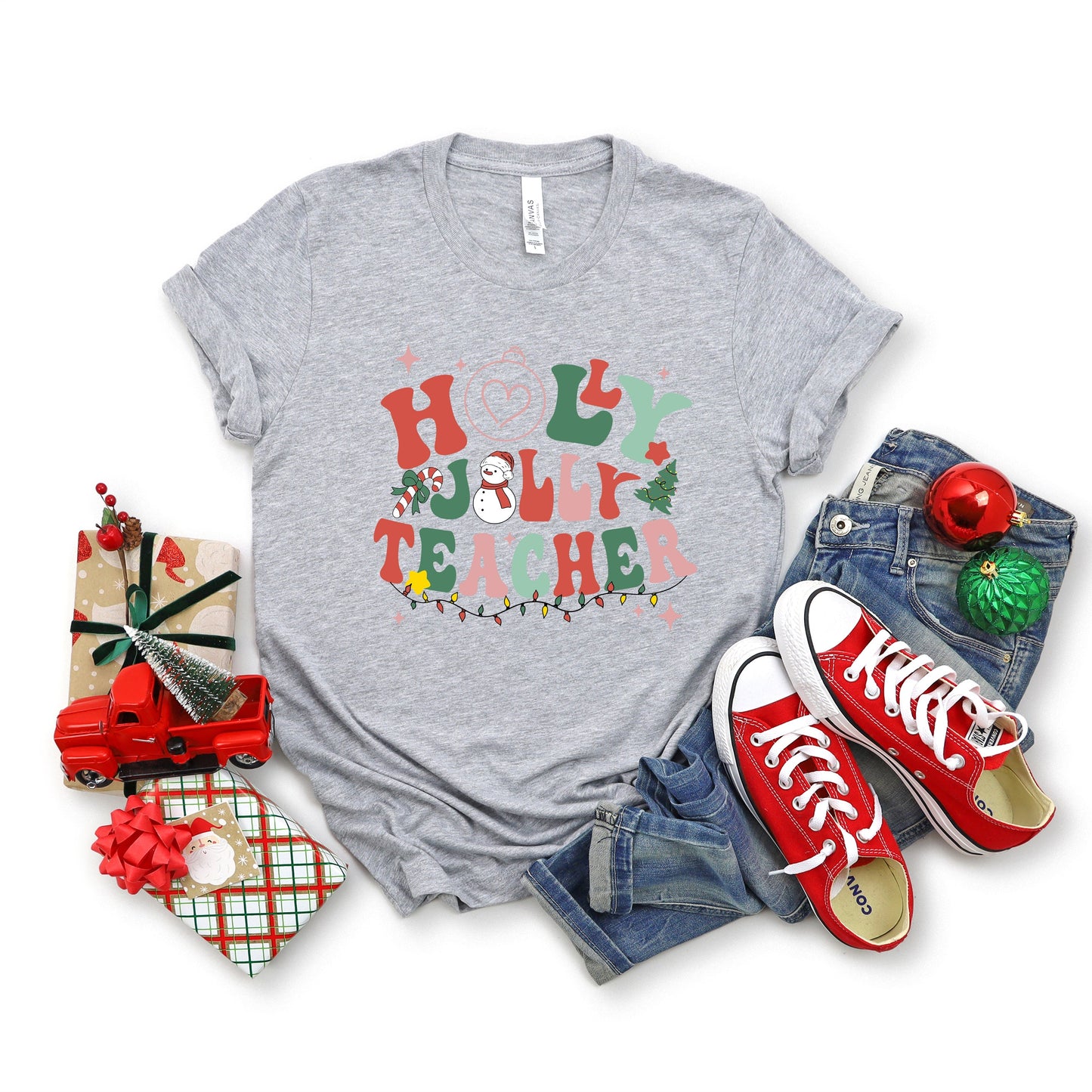Holly Jolly Teacher | Short Sleeve Crew Neck