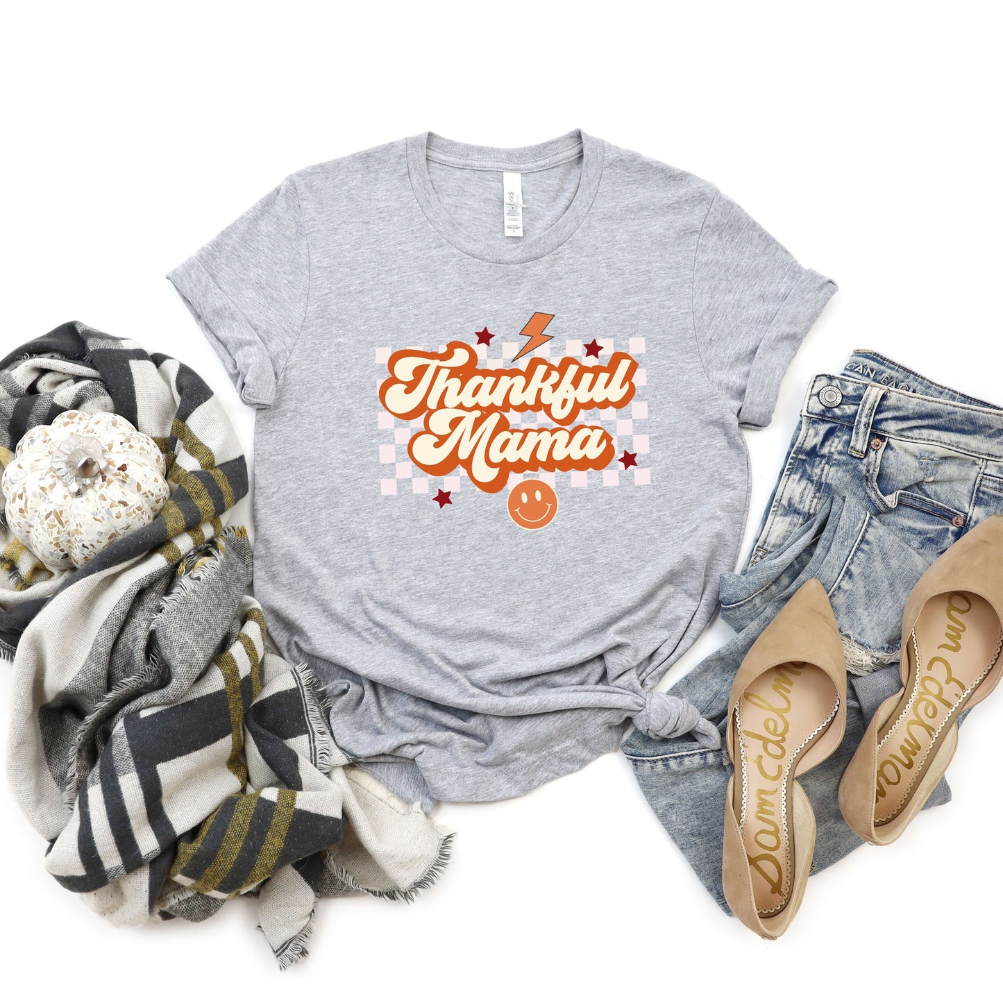 Merry Mama Checkered | Short Sleeve Crew Neck