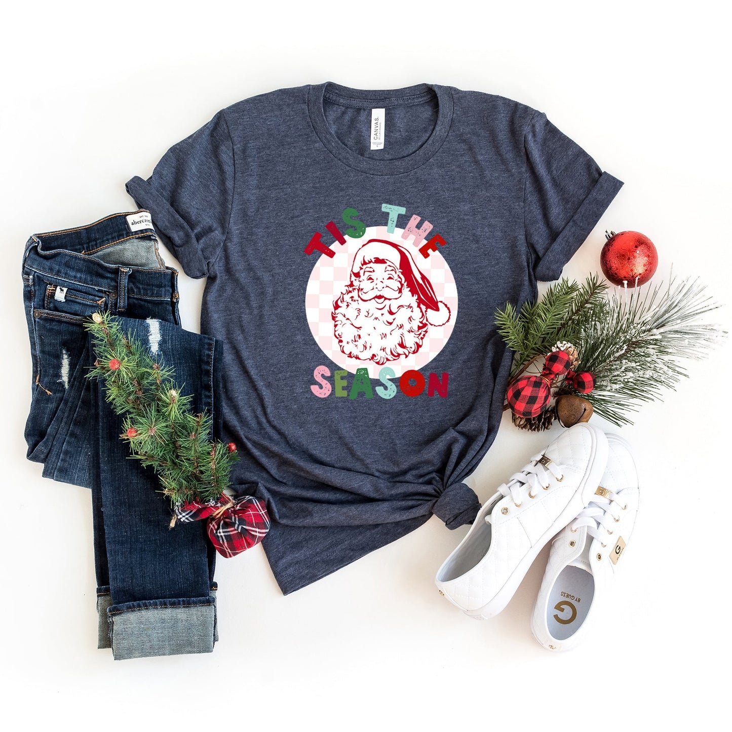 Tis The Season Checkered | Short Sleeve Crew Neck