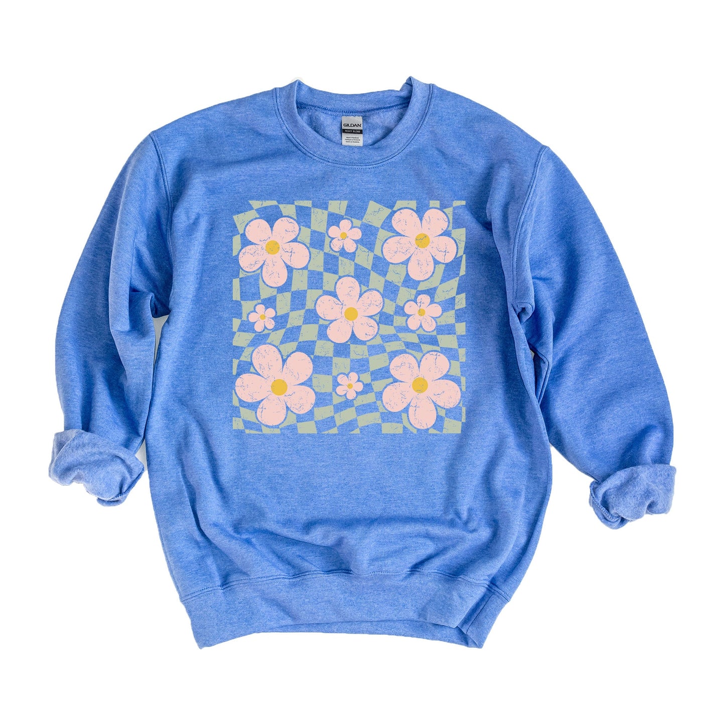 Wavy Checkered Flowers | Sweatshirt