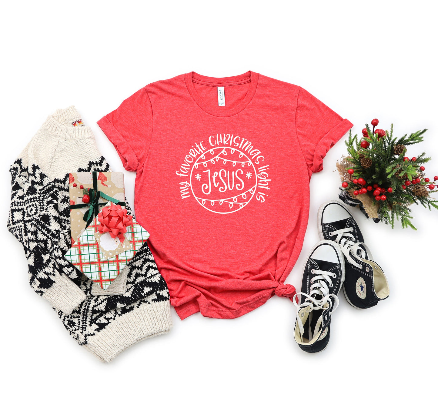 Favorite Christmas Light Jesus | Short Sleeve Crew Neck