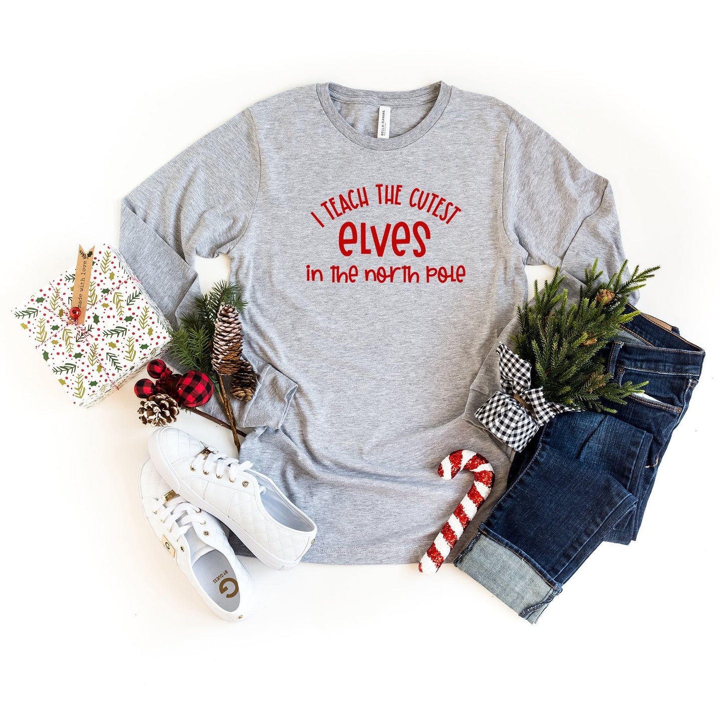 I Teach the Cutest Elves in the North Pole | Long Sleeve Crew Neck