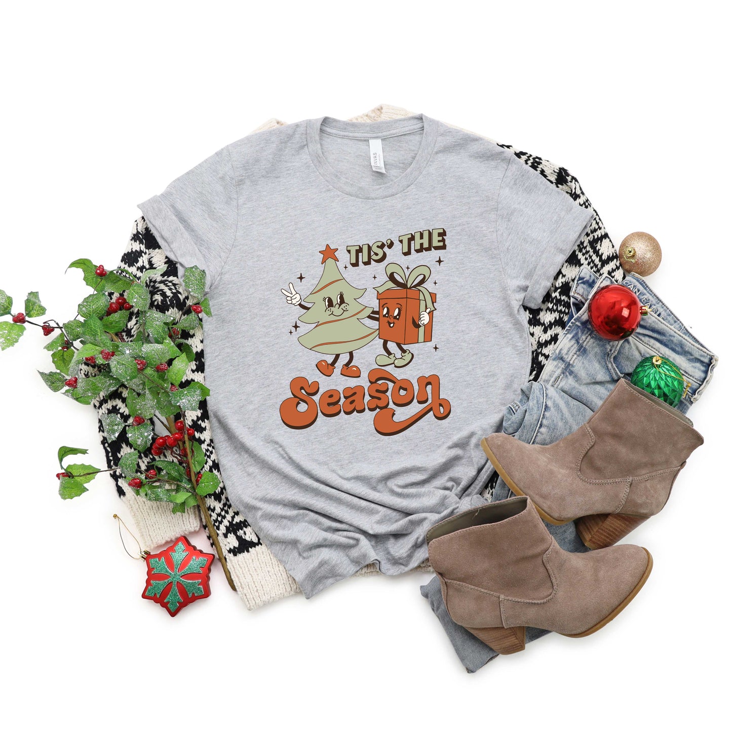 Retro Tis The Season Tree | Short Sleeve Crew Neck