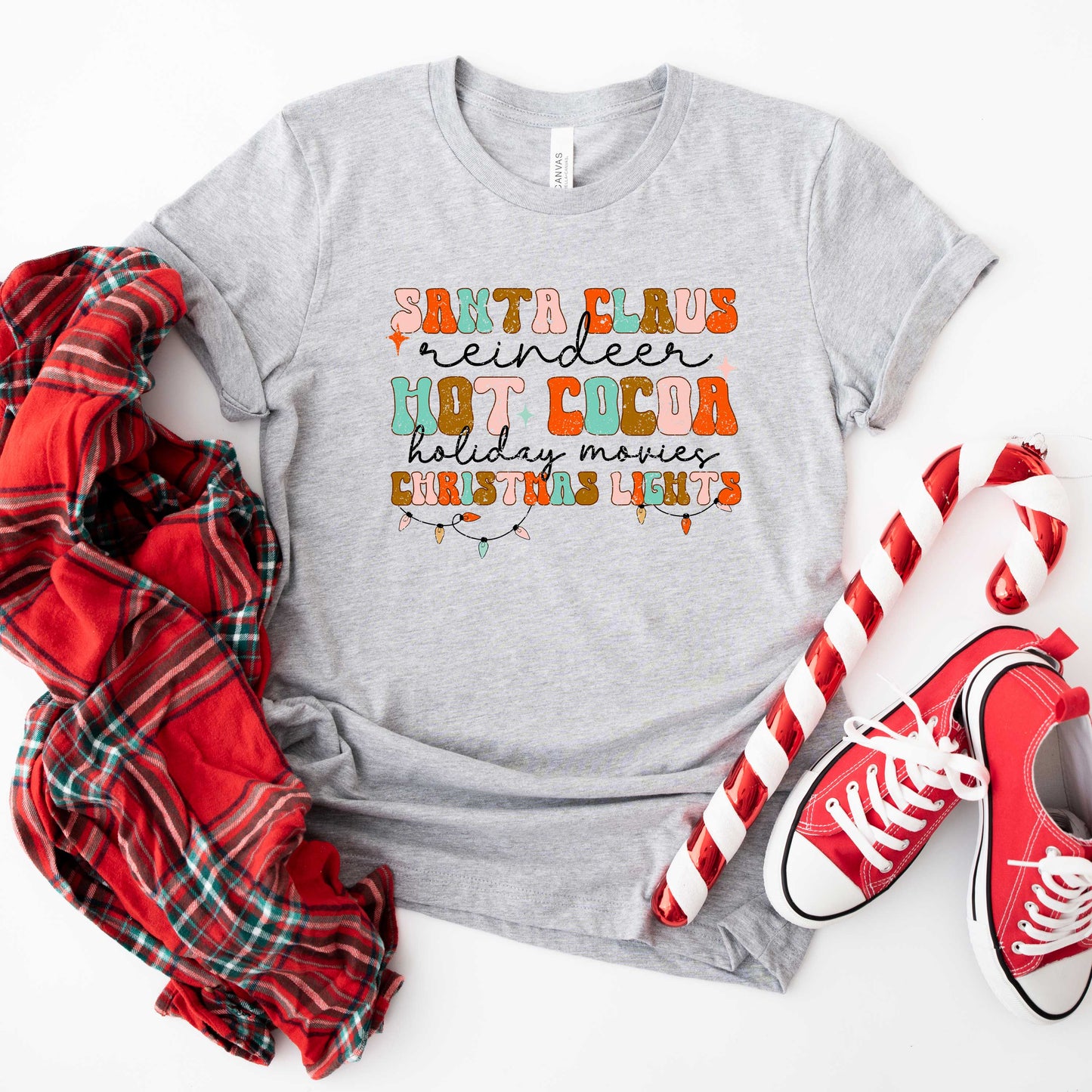 Santa Cocoa Christmas Lights | Short Sleeve Crew Neck