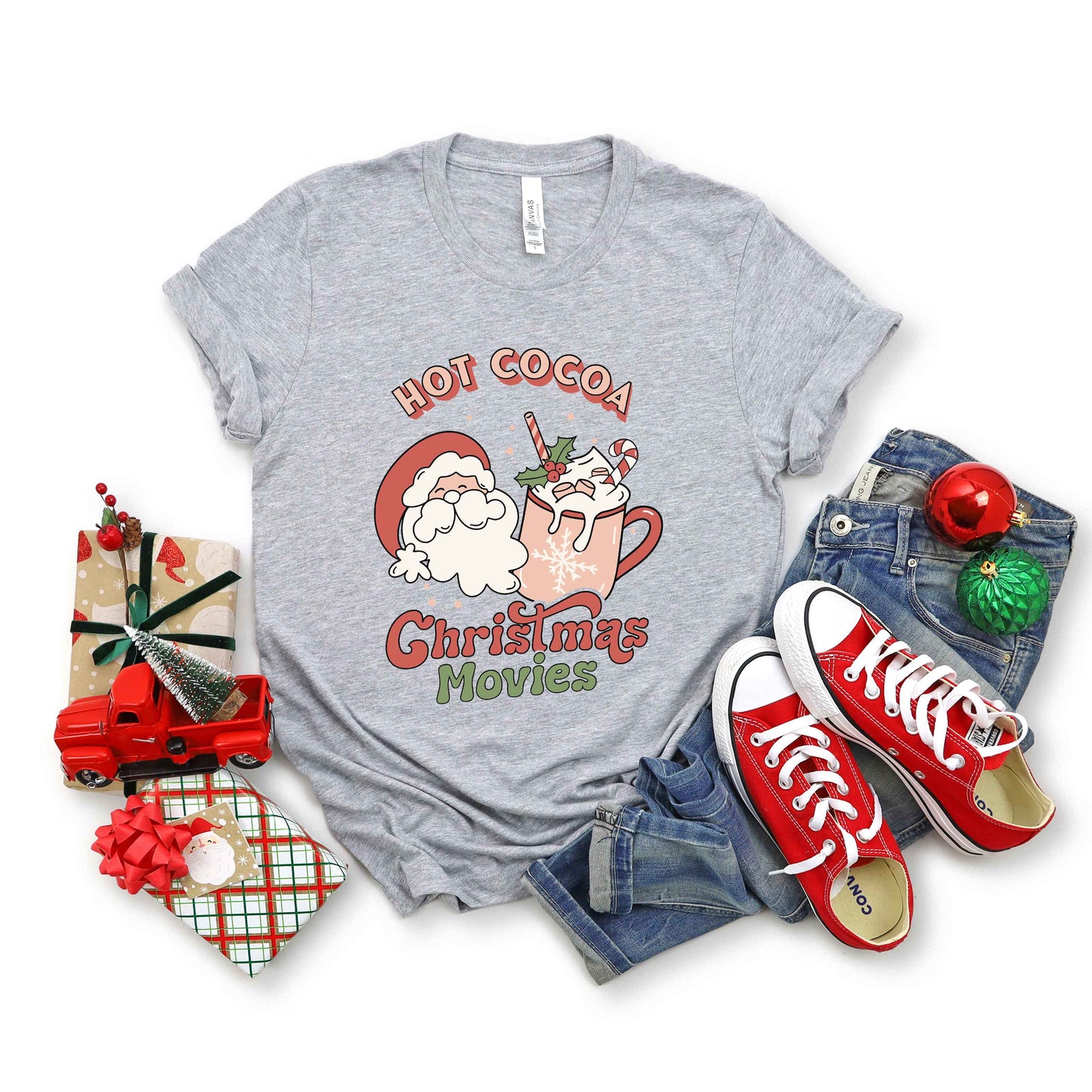 Retro Hot Cocoa Christmas Movies | Short Sleeve Crew Neck