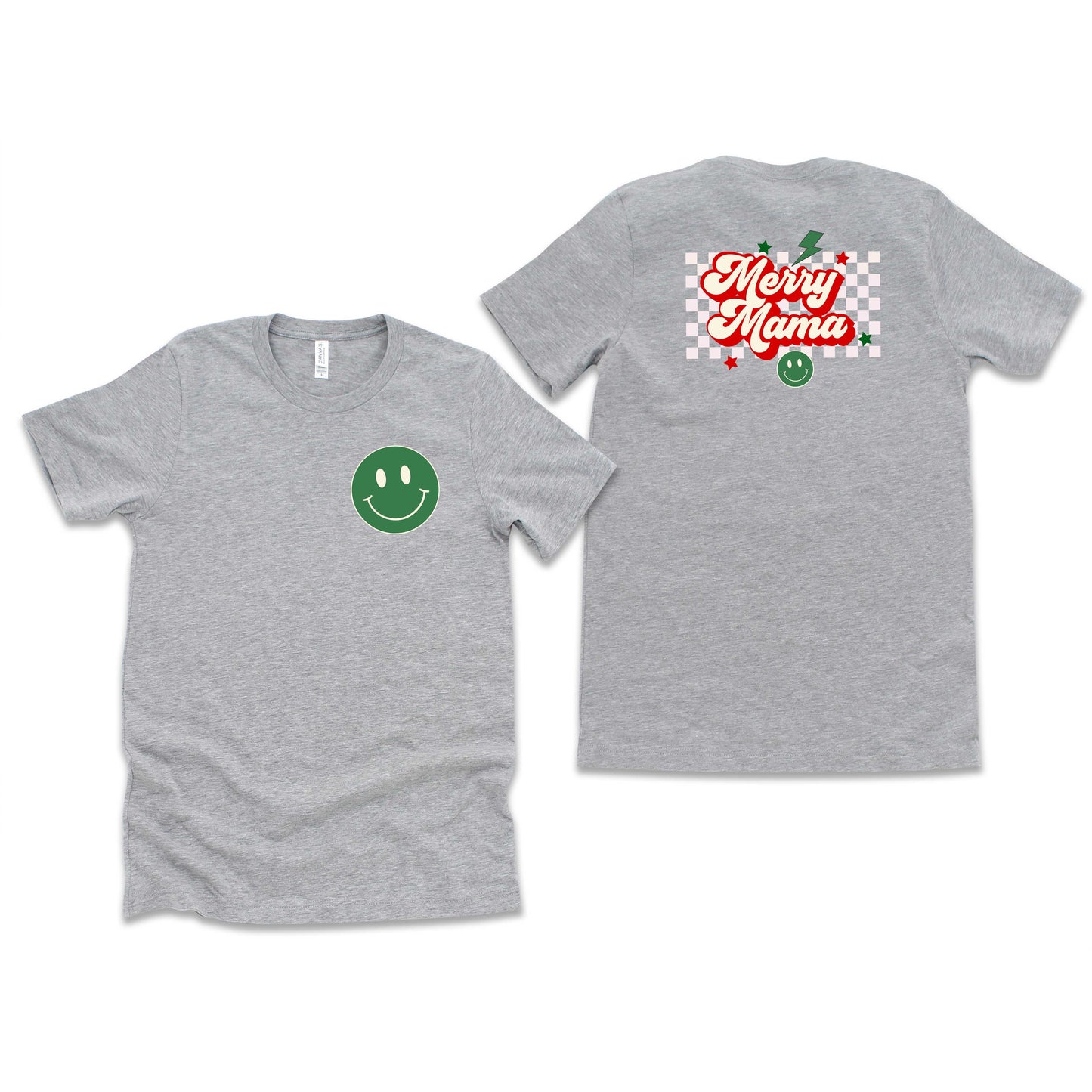 Merry Mama Checkered | Short Sleeve Crew Neck | Front And Back Ink
