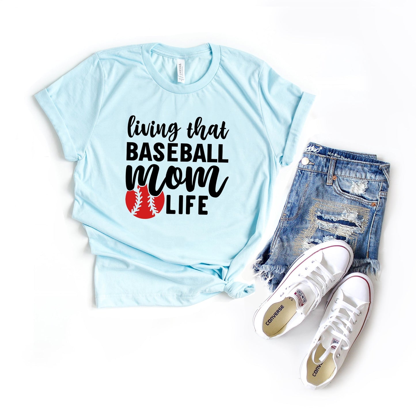 Living That Baseball Mom Life With Ball | Short Sleeve Crew Neck