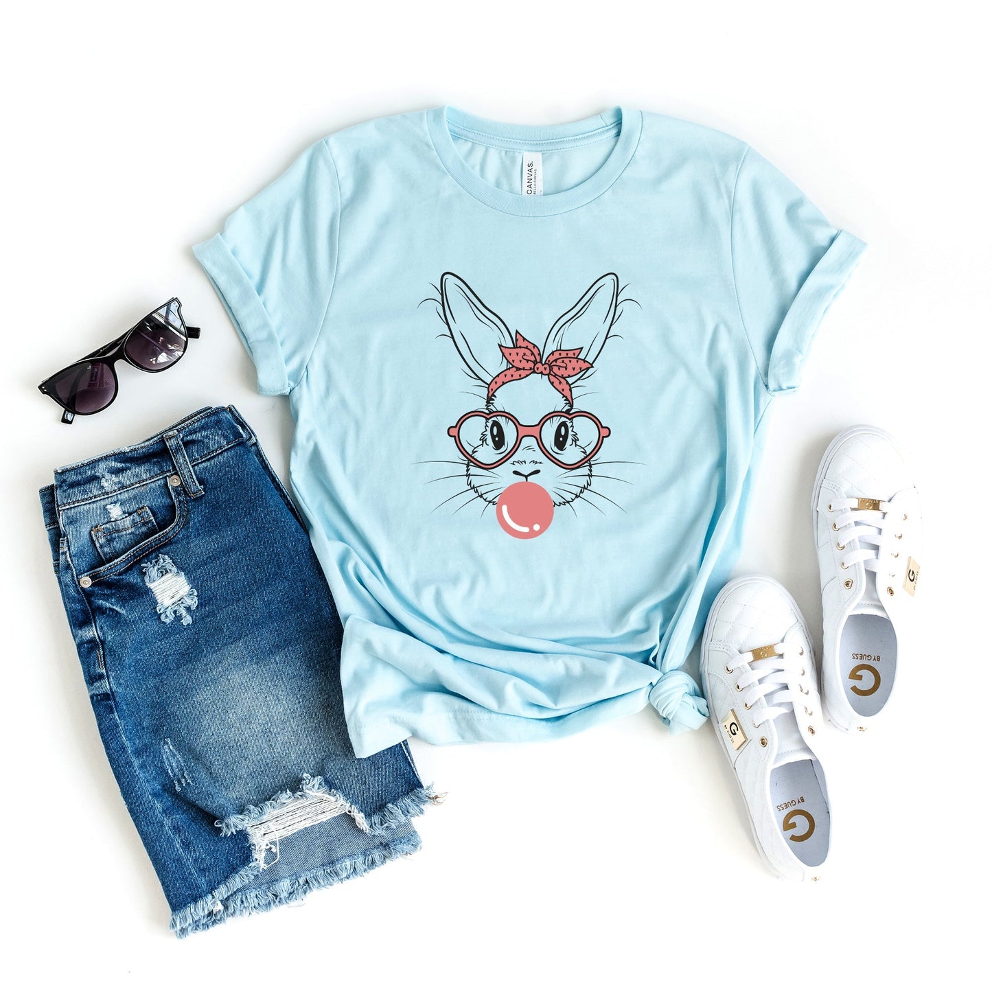 Easter Bunny With Bubble Gum | Short Sleeve Graphic Tee