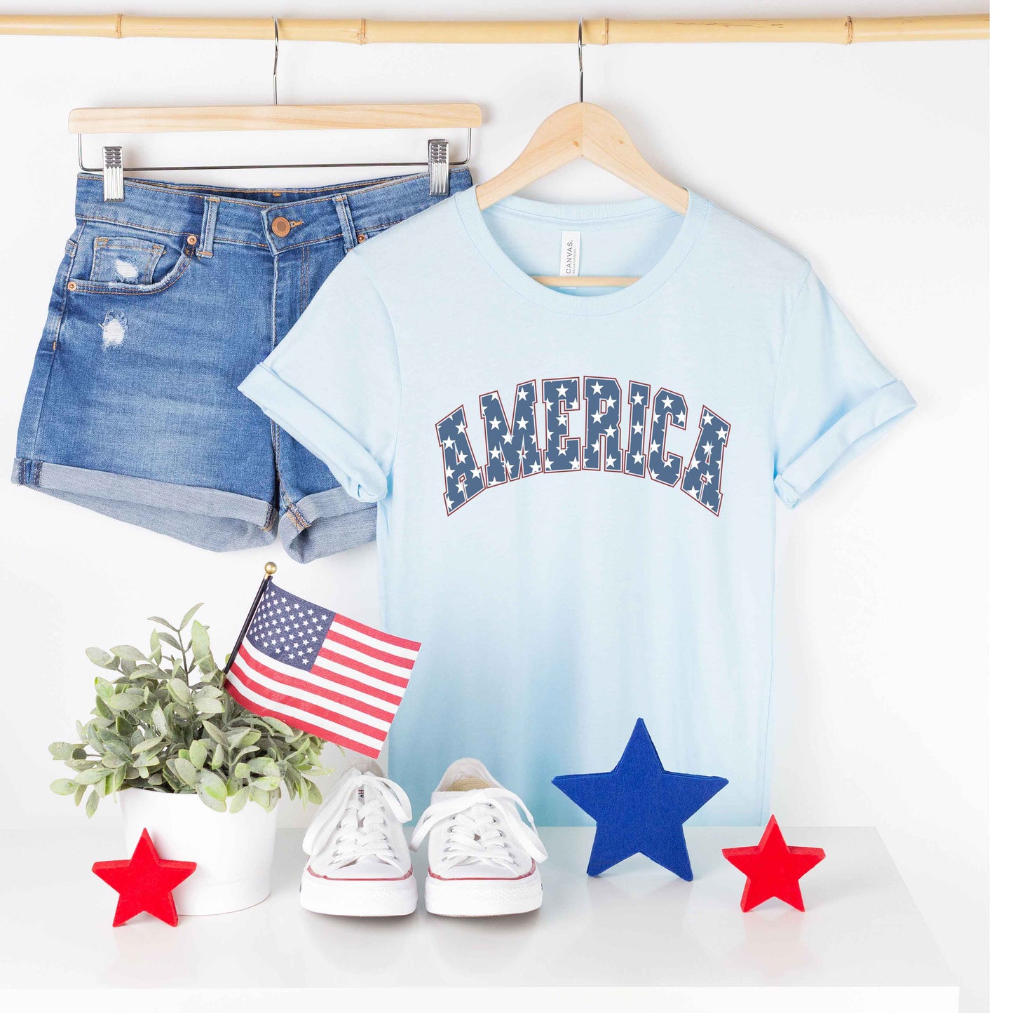 Retro America Stars | Short Sleeve Crew Neck