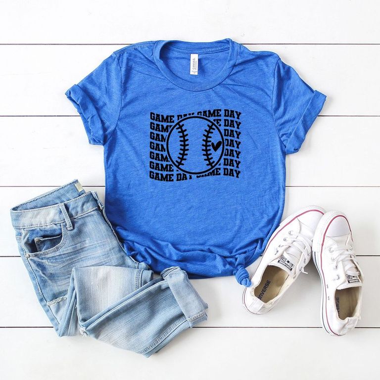 Baseball Game Day Stacked | Short Sleeve Crew Neck