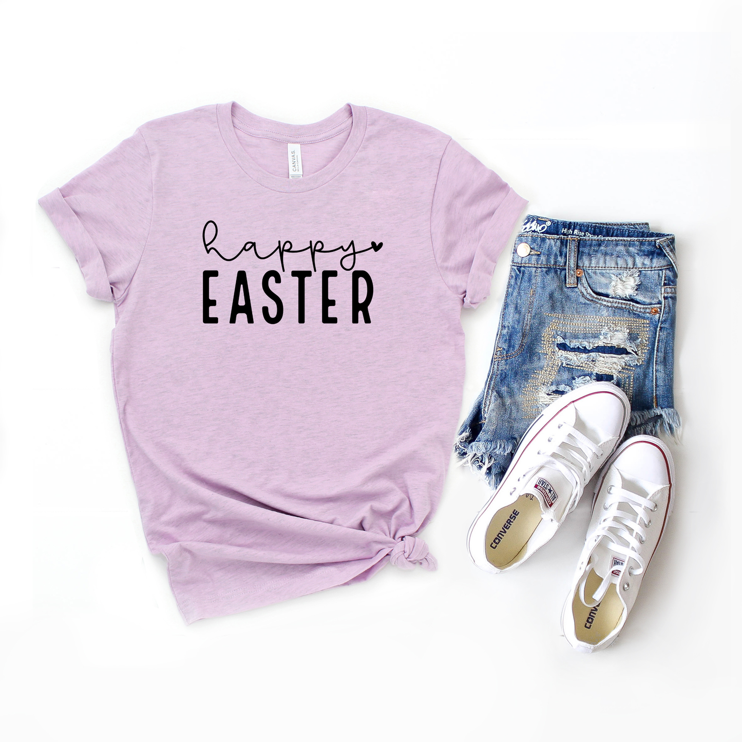 Happy Easter With Heart | Short Sleeve Crew Neck