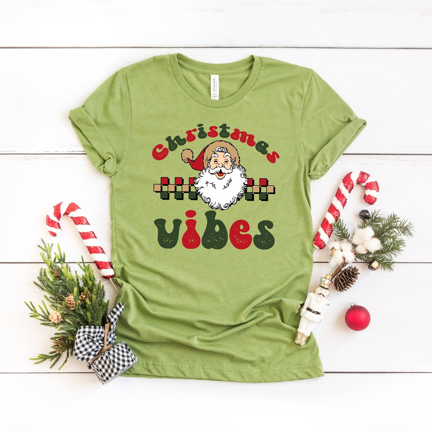 Christmas Vibes Checkered | Short Sleeve Crew Neck