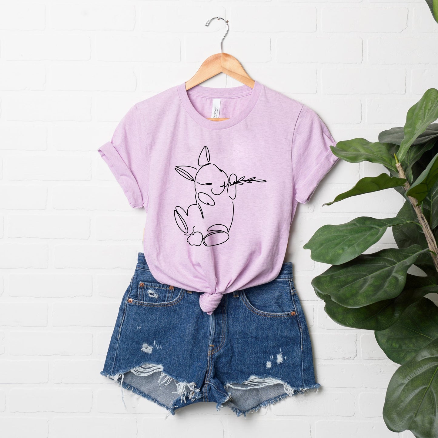 Hand Drawn Bunny | Short Sleeve Crew Neck
