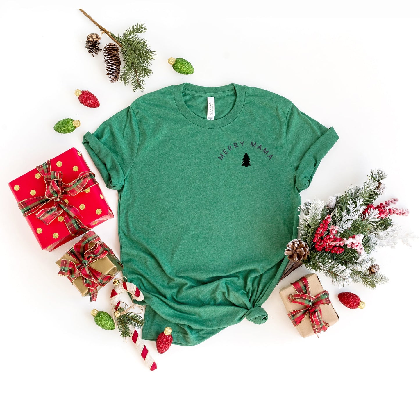 Merry Mama Mini Trees | Short Sleeve Crew Neck