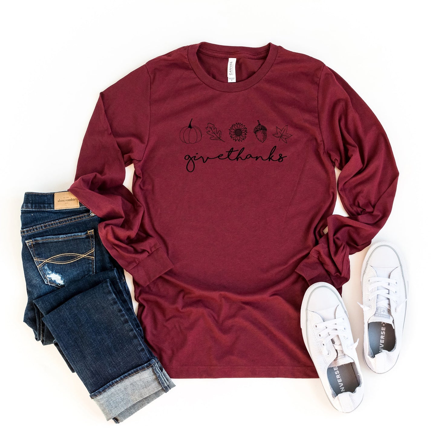 Give Thanks Acorn | Long Sleeve Crew Neck