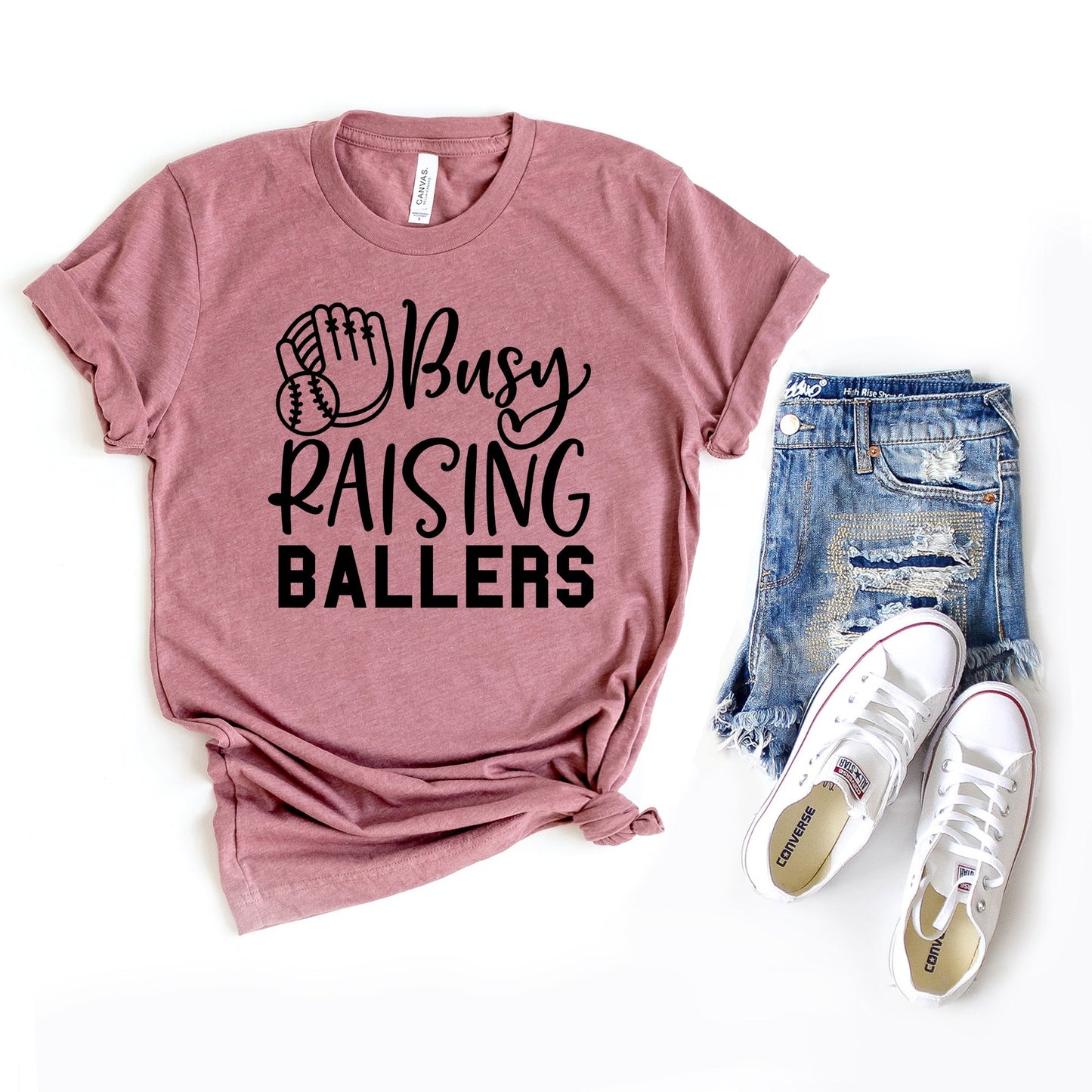 Busy Raising Ballers Baseball | Short Sleeve Crew Neck