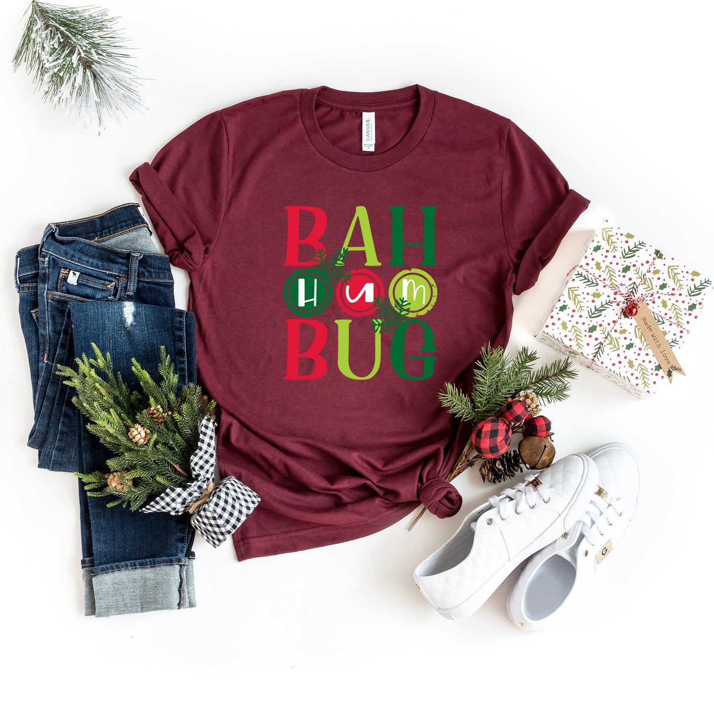 Bah Hum Bug Colorful | Short Sleeve Crew Neck