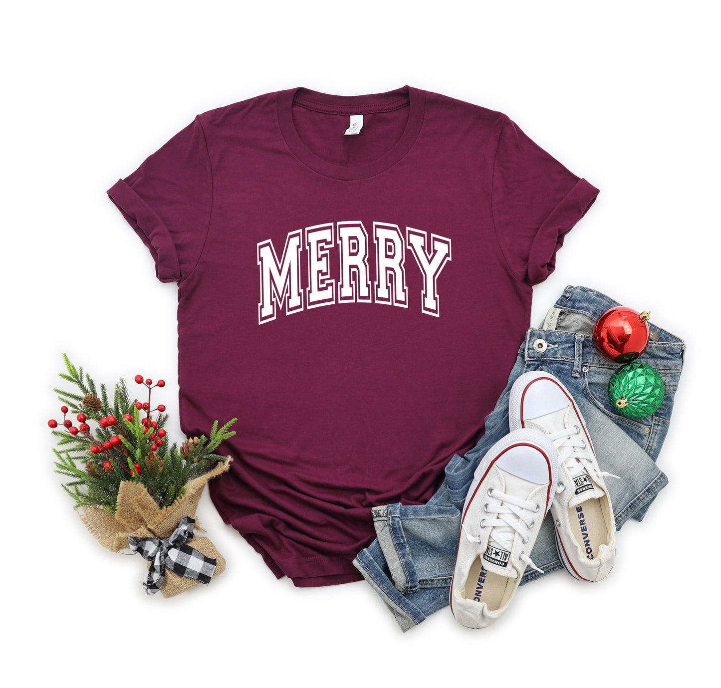 Merry Varsity Thick Outline | Short Sleeve Graphic Tee