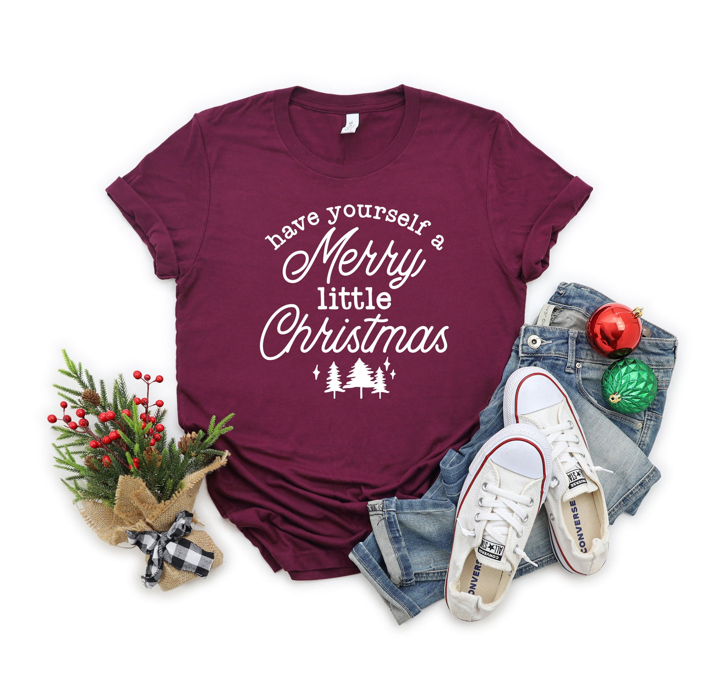 Merry Little Christmas Trees | Short Sleeve Crew Neck