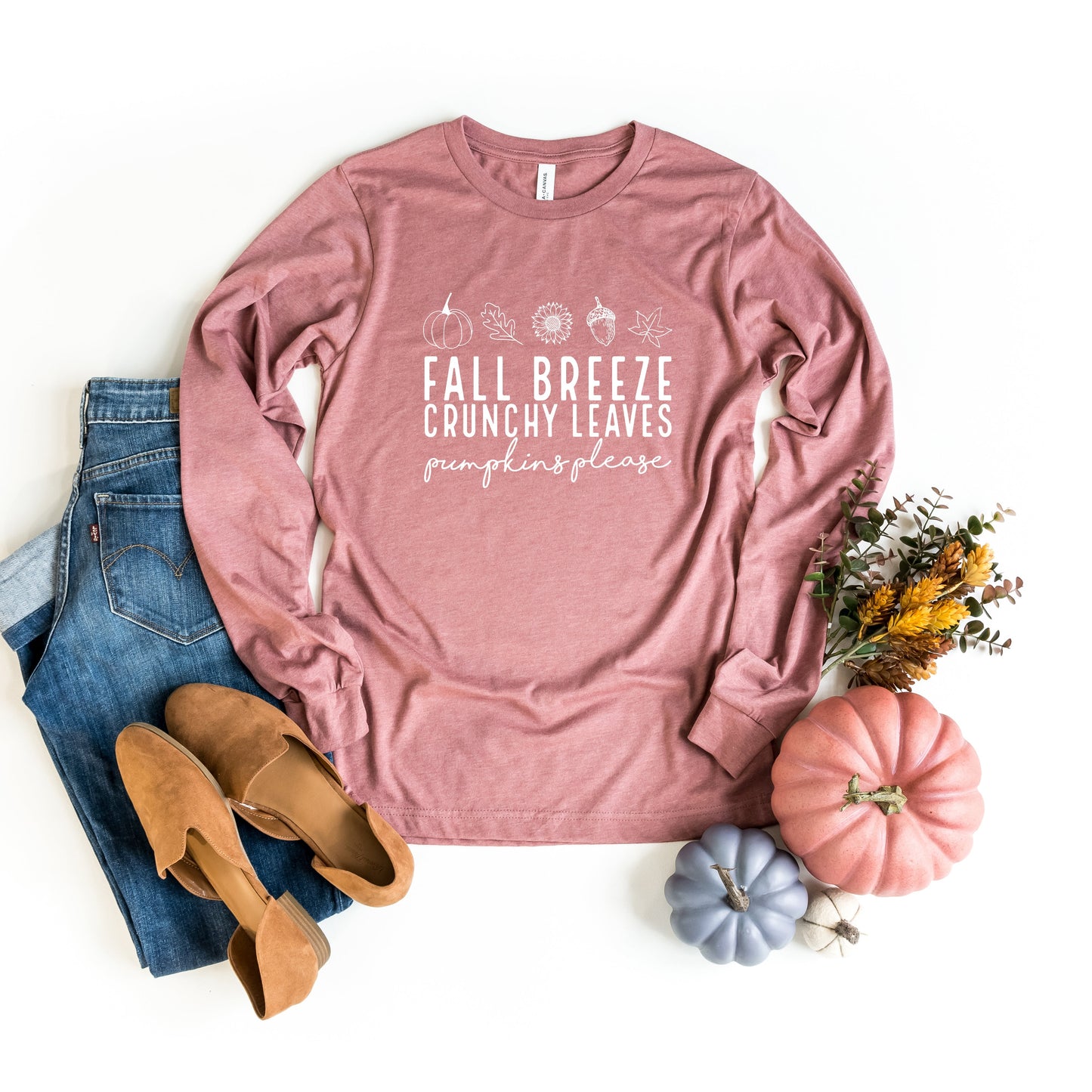 Fall Breeze Crunchy Leaves | Long Sleeve Crew Neck