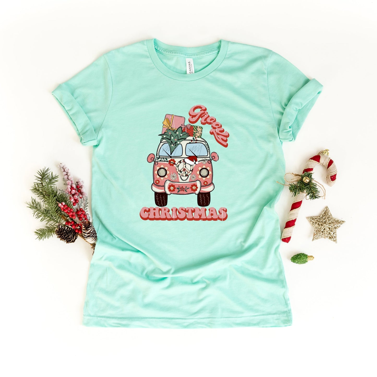 Retro Van Groovy Christmas | Short Sleeve Crew Neck