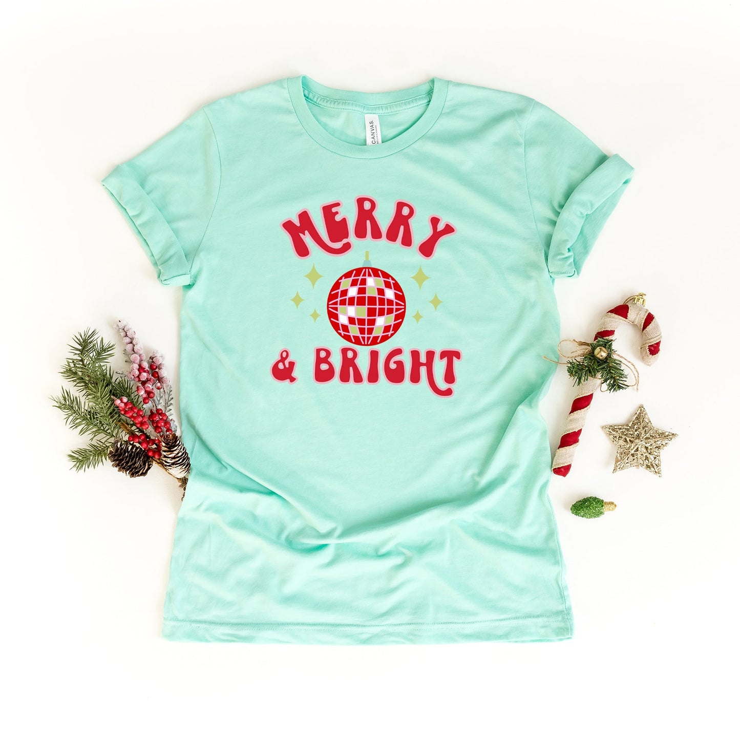 Merry And Bright Disco Ball | Short Sleeve Crew Neck