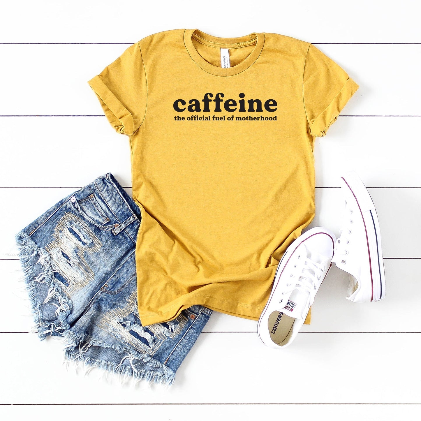 Caffeine The Official Fuel of Motherhood | Short Sleeve Crew Neck