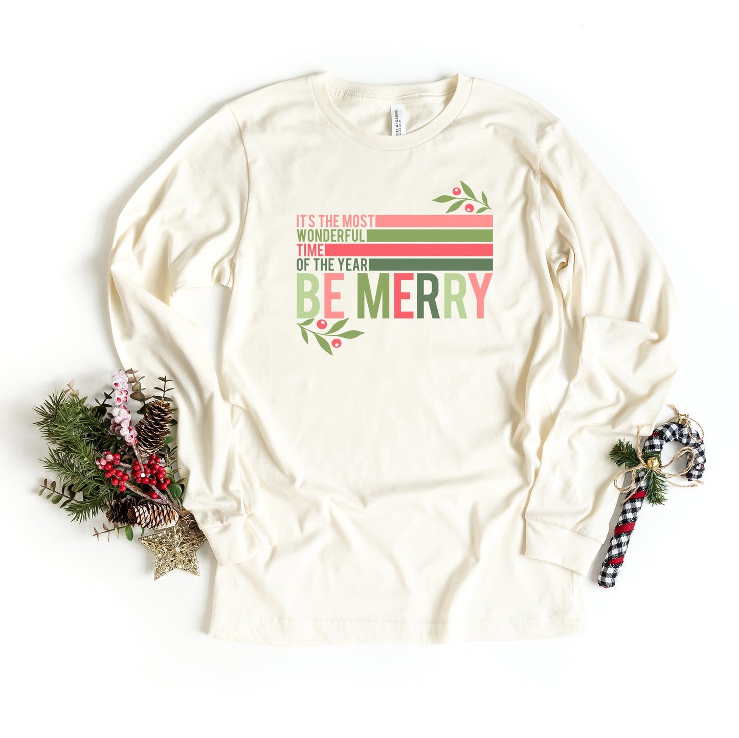 Be Merry Stripes | Long Sleeve Crew Neck