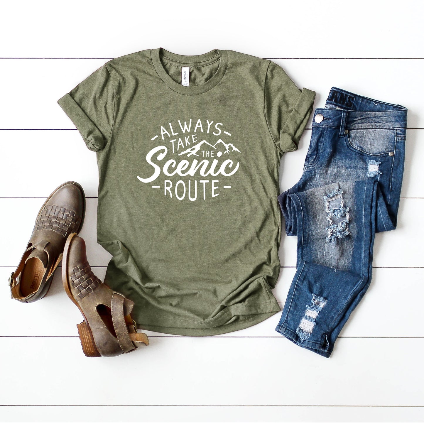 Take The Scenic Route - Words | Short Sleeve Crew Neck