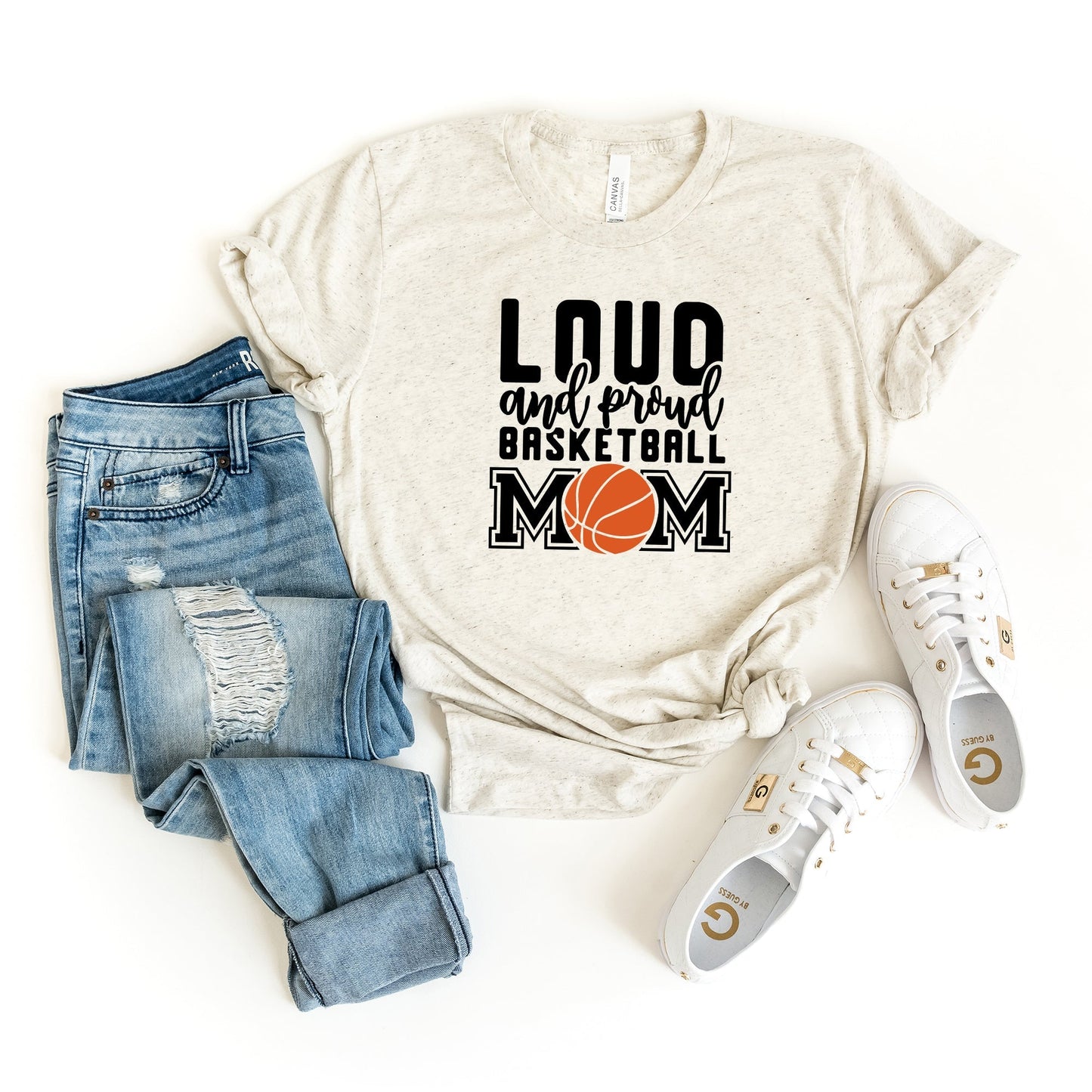 Loud And Proud Basketball Mom | Short Sleeve Crew Neck