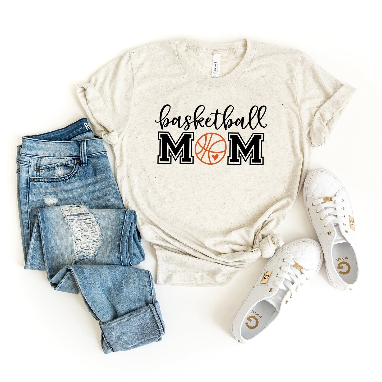 Basketball Mom With Ball | Short Sleeve Crew Neck