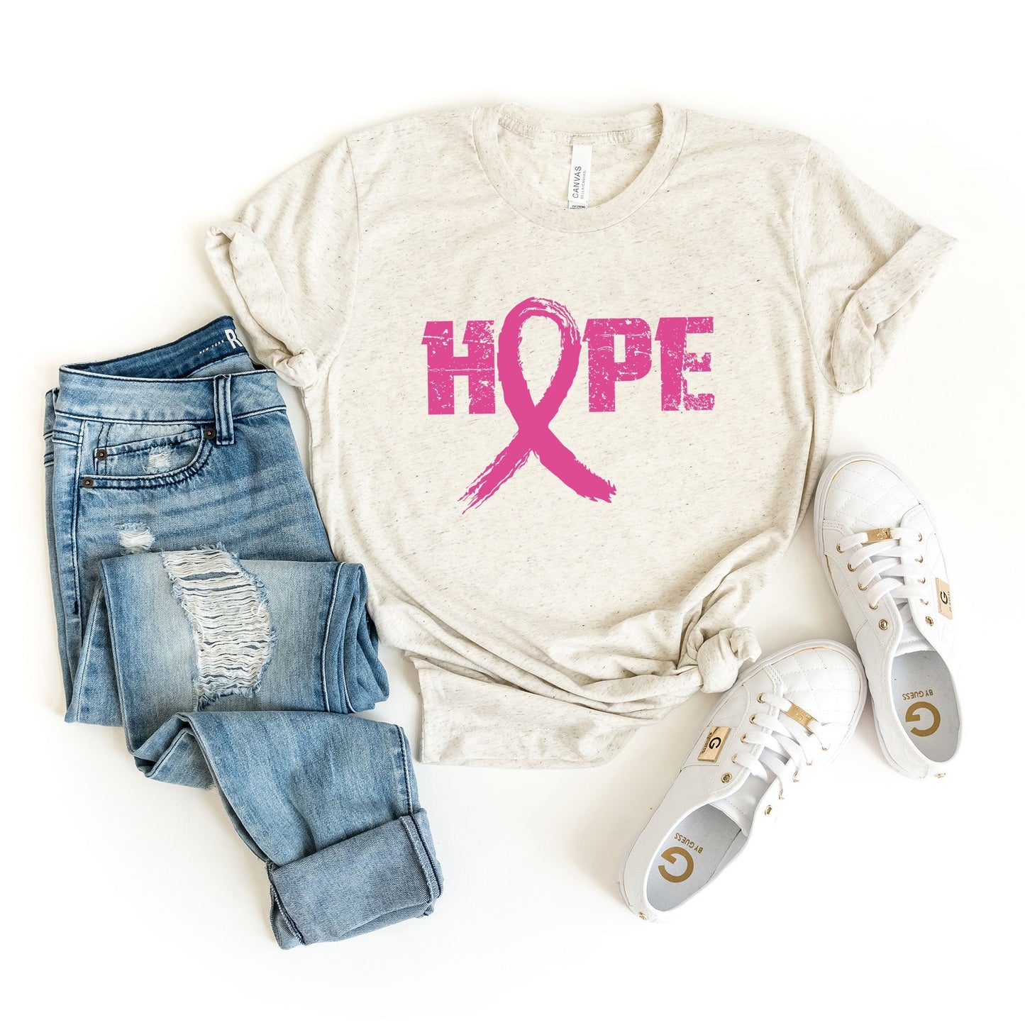 Hope Ribbon | Short Sleeve Crew Neck