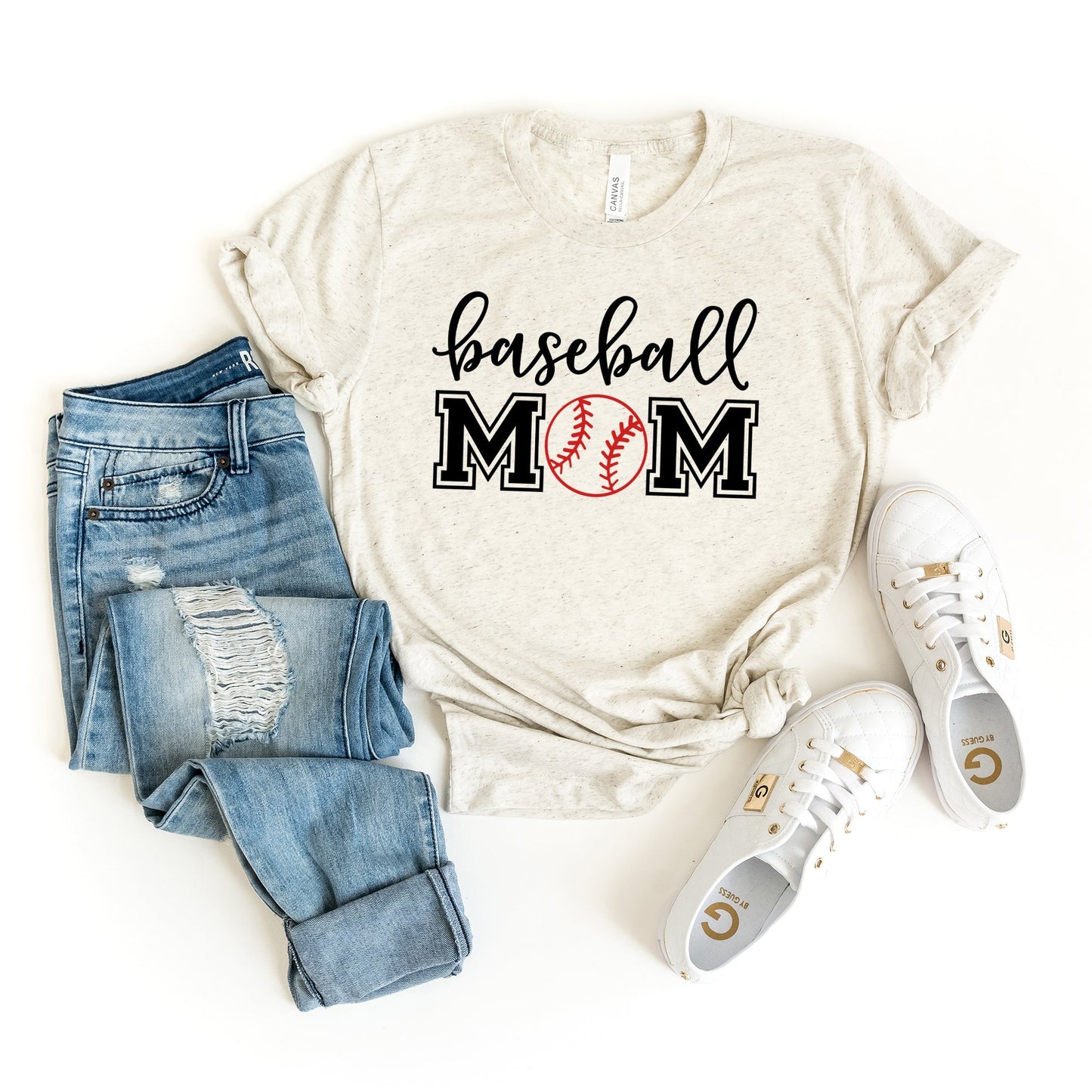Baseball Mom With Ball | Short Sleeve Crew Neck