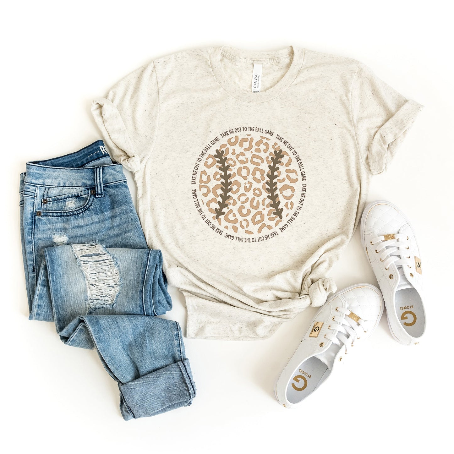 Take Me Out To The Ballgame Leopard | Short Sleeve Crew Neck