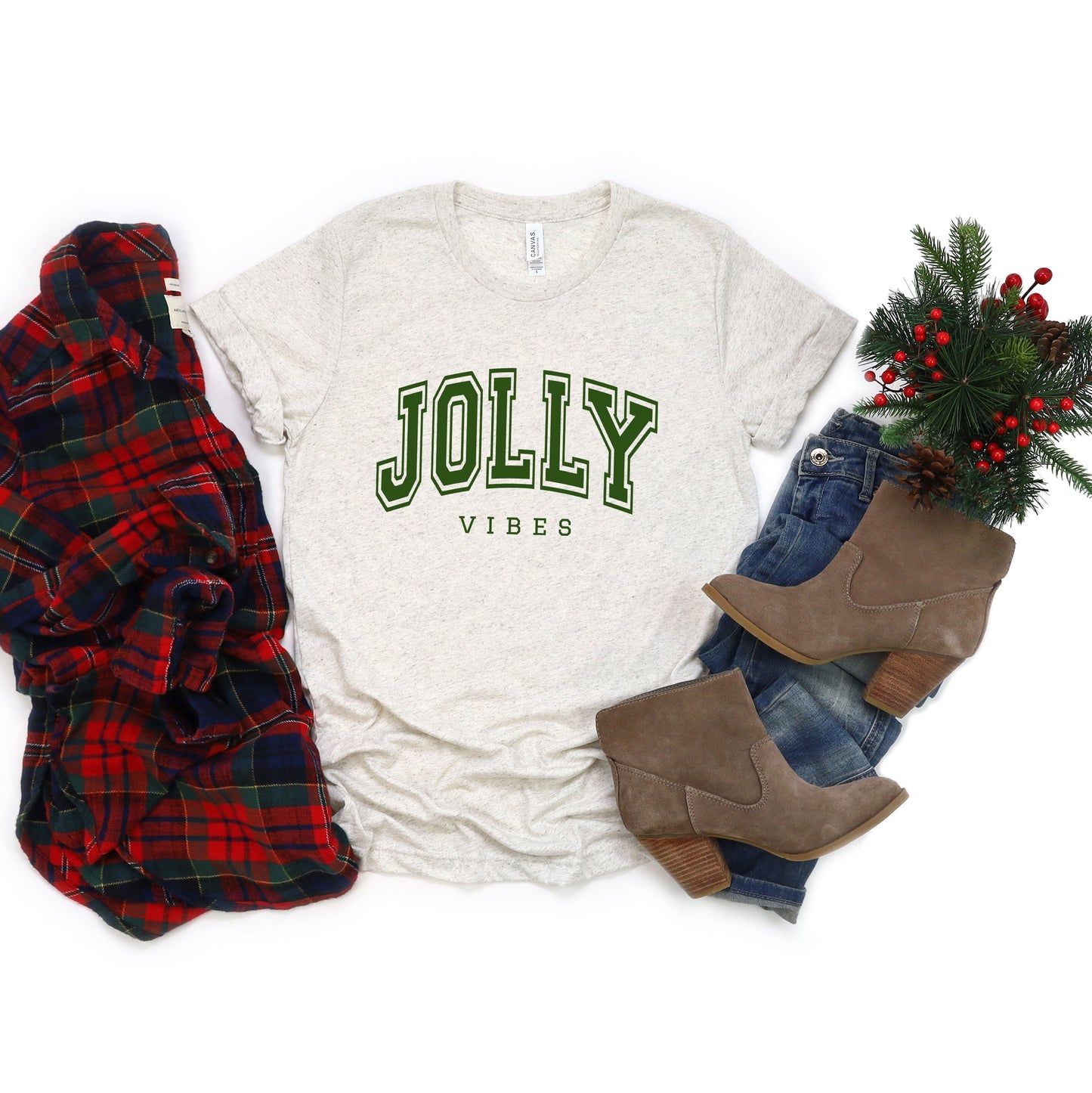 Jolly Vibes Varsity Thick Outline | Short Sleeve Graphic Tee
