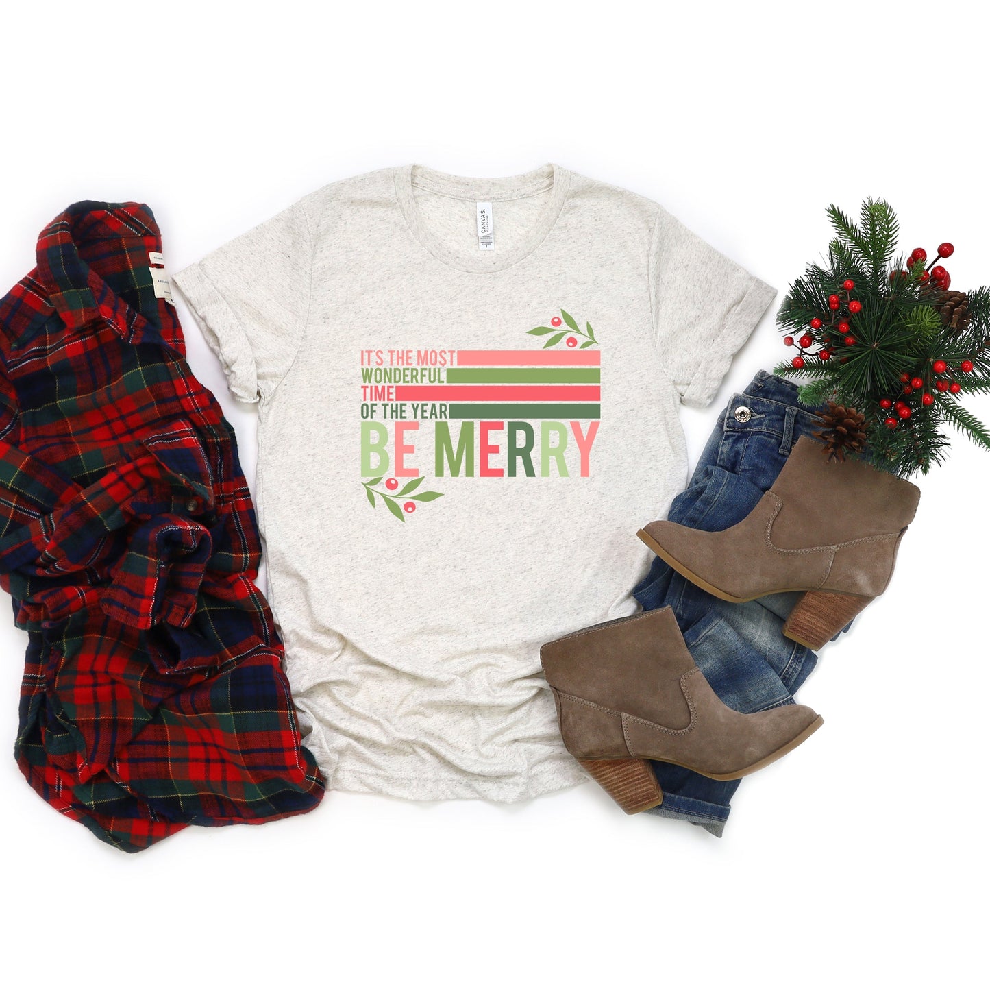 Be Merry Stripes | Short Sleeve Crew Neck