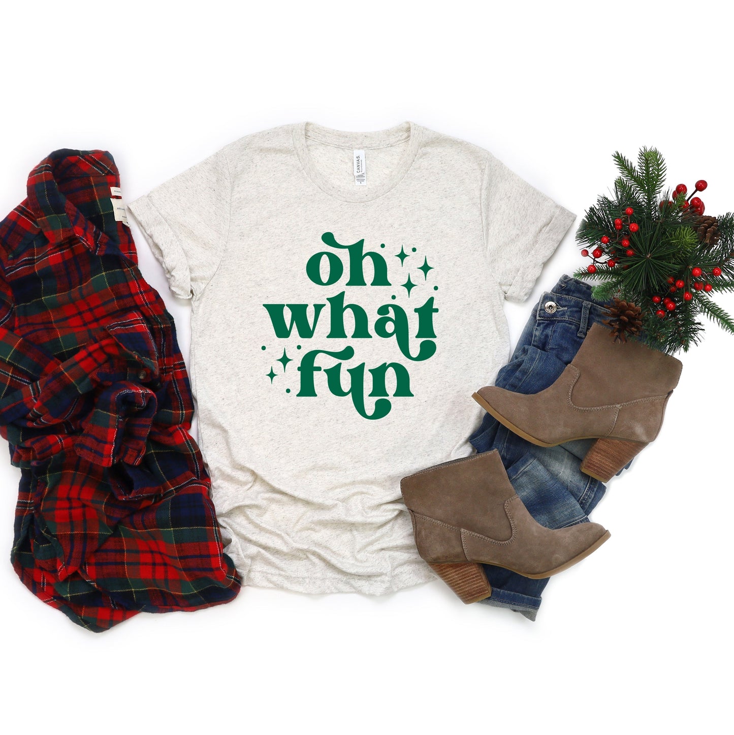 Whimsical Oh What Fun | Short Sleeve Crew Neck
