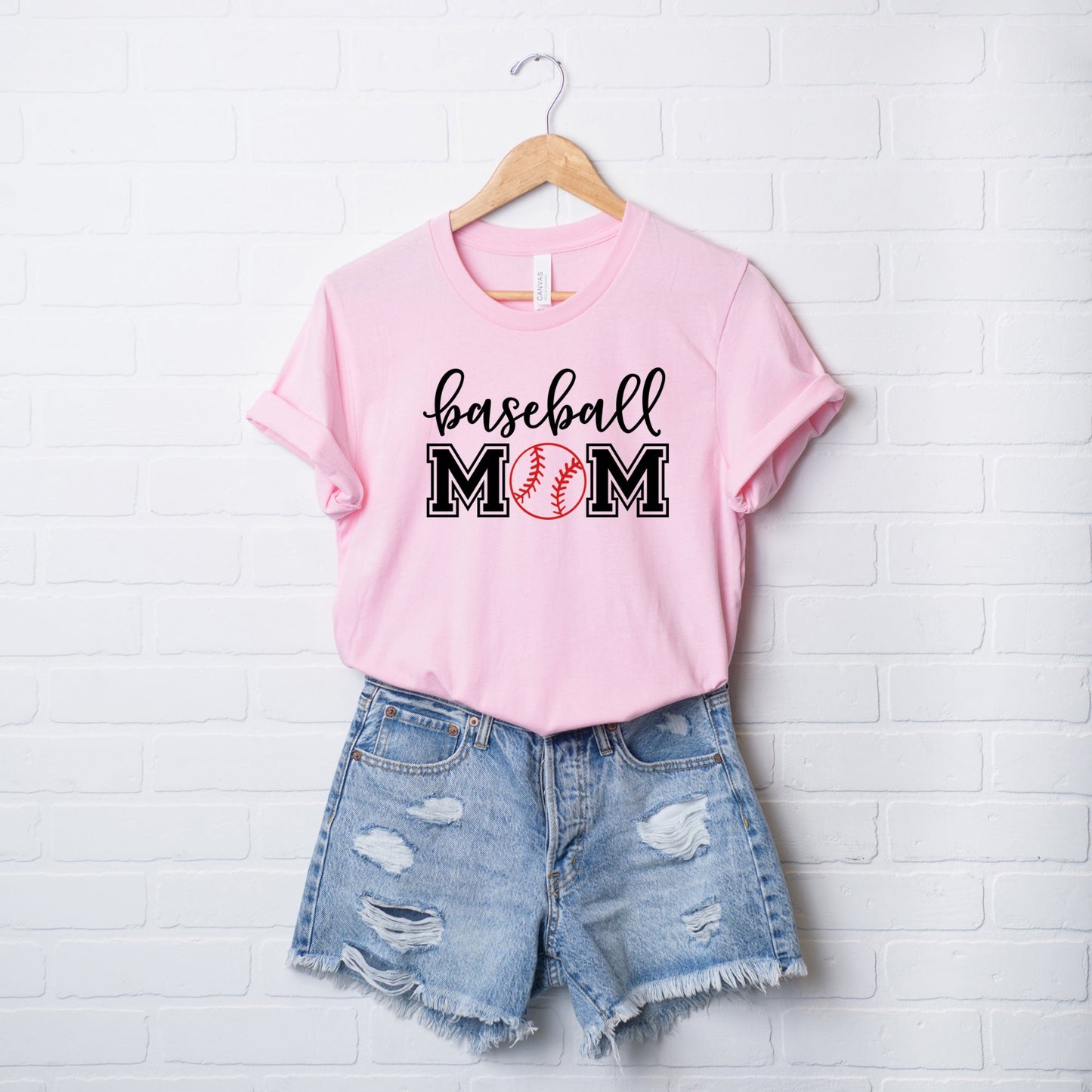 Baseball Mom With Ball | Short Sleeve Crew Neck