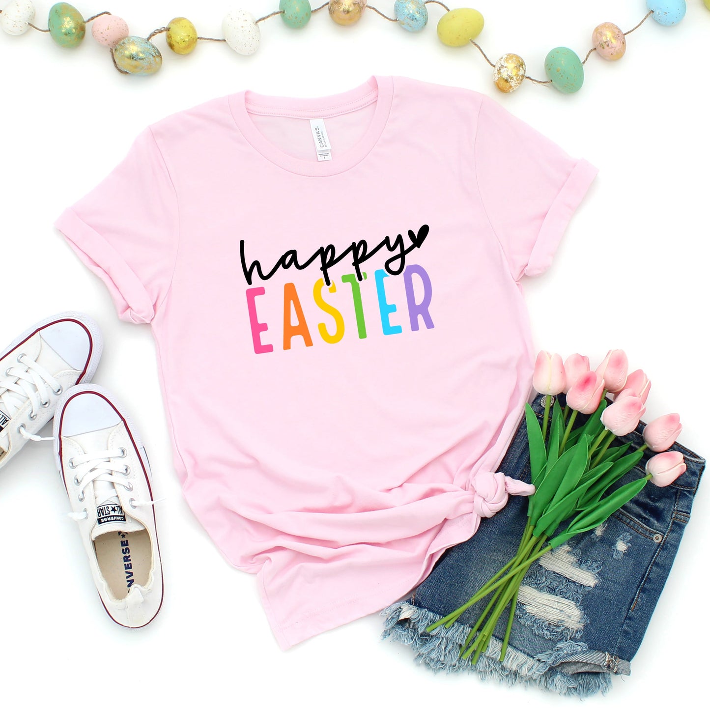 Happy Easter Colorful | Short Sleeve Graphic Tee